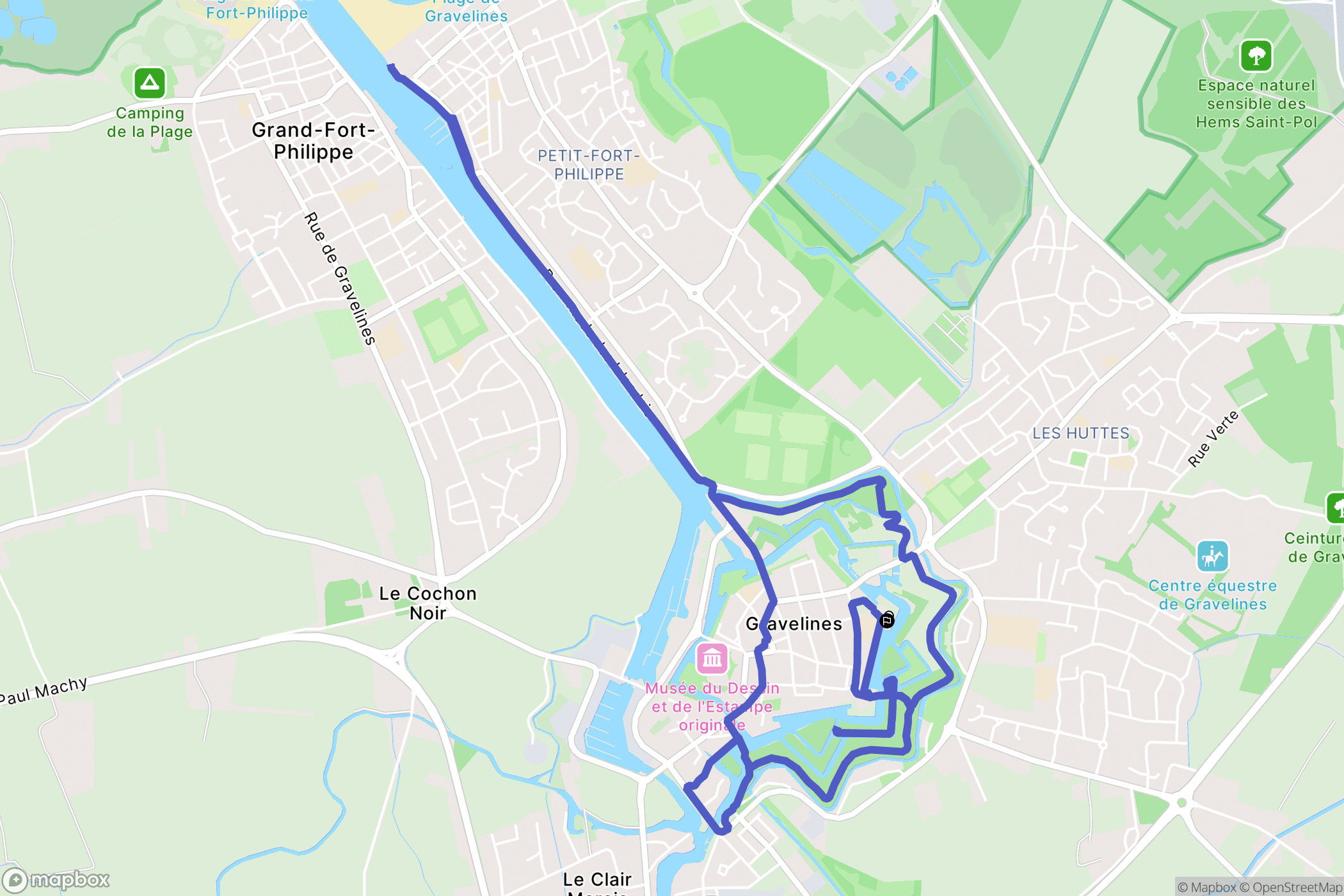 Gravelines : carte du parcours de randonnée - France