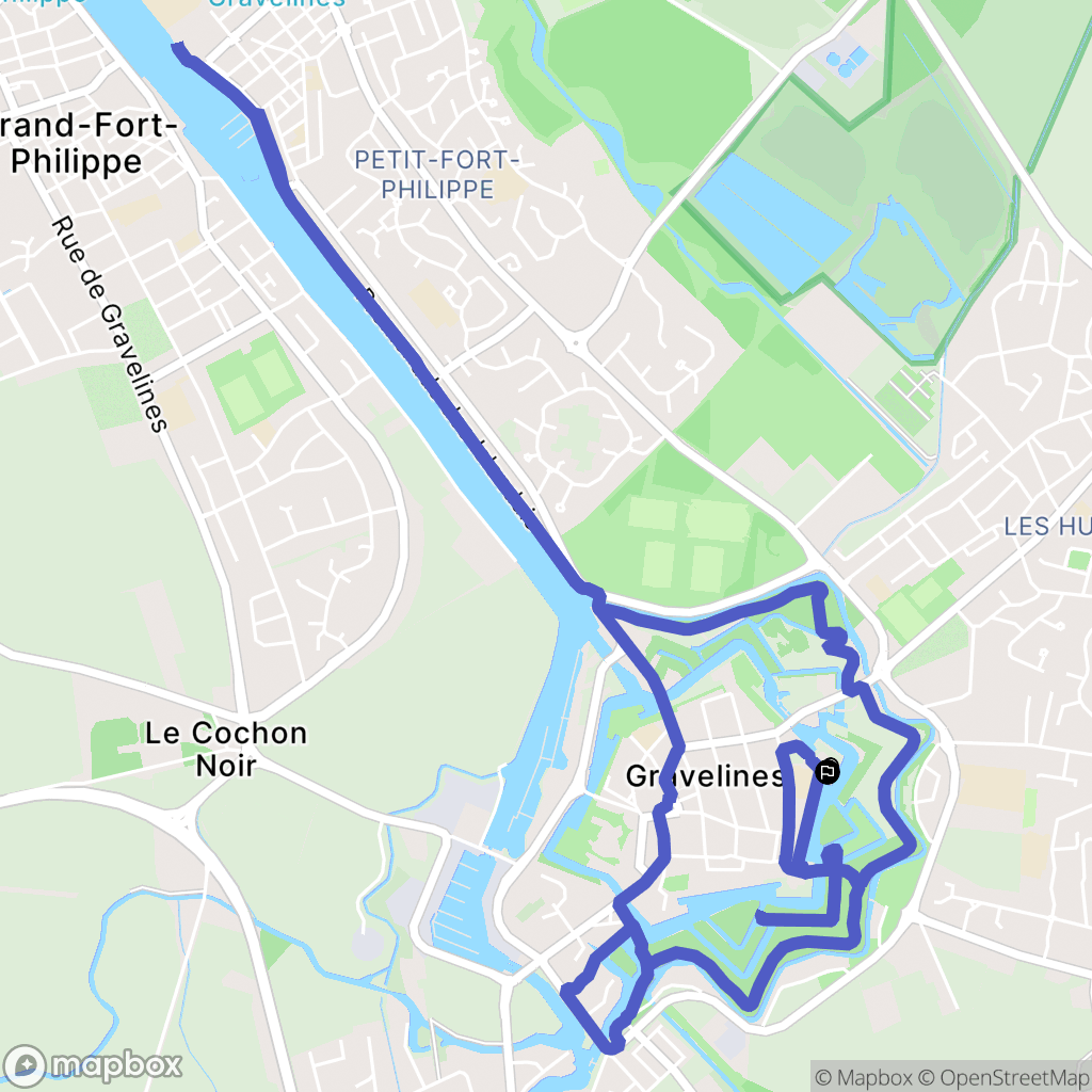 Gravelines : carte du parcours de randonnée - France