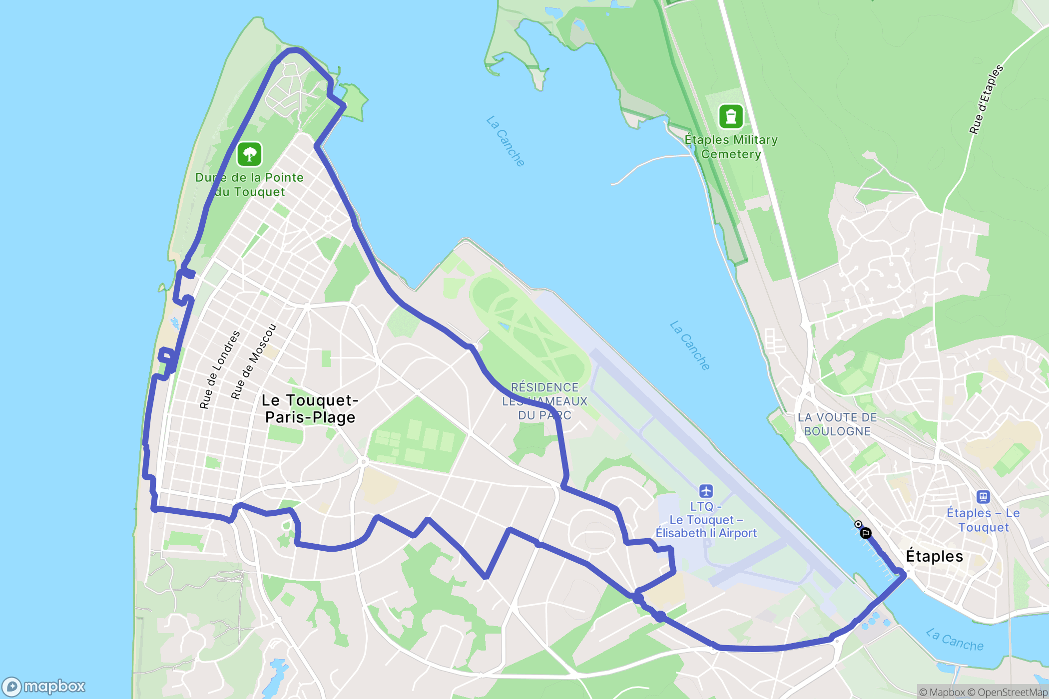 Étaples : carte du parcours de randonnée - France
