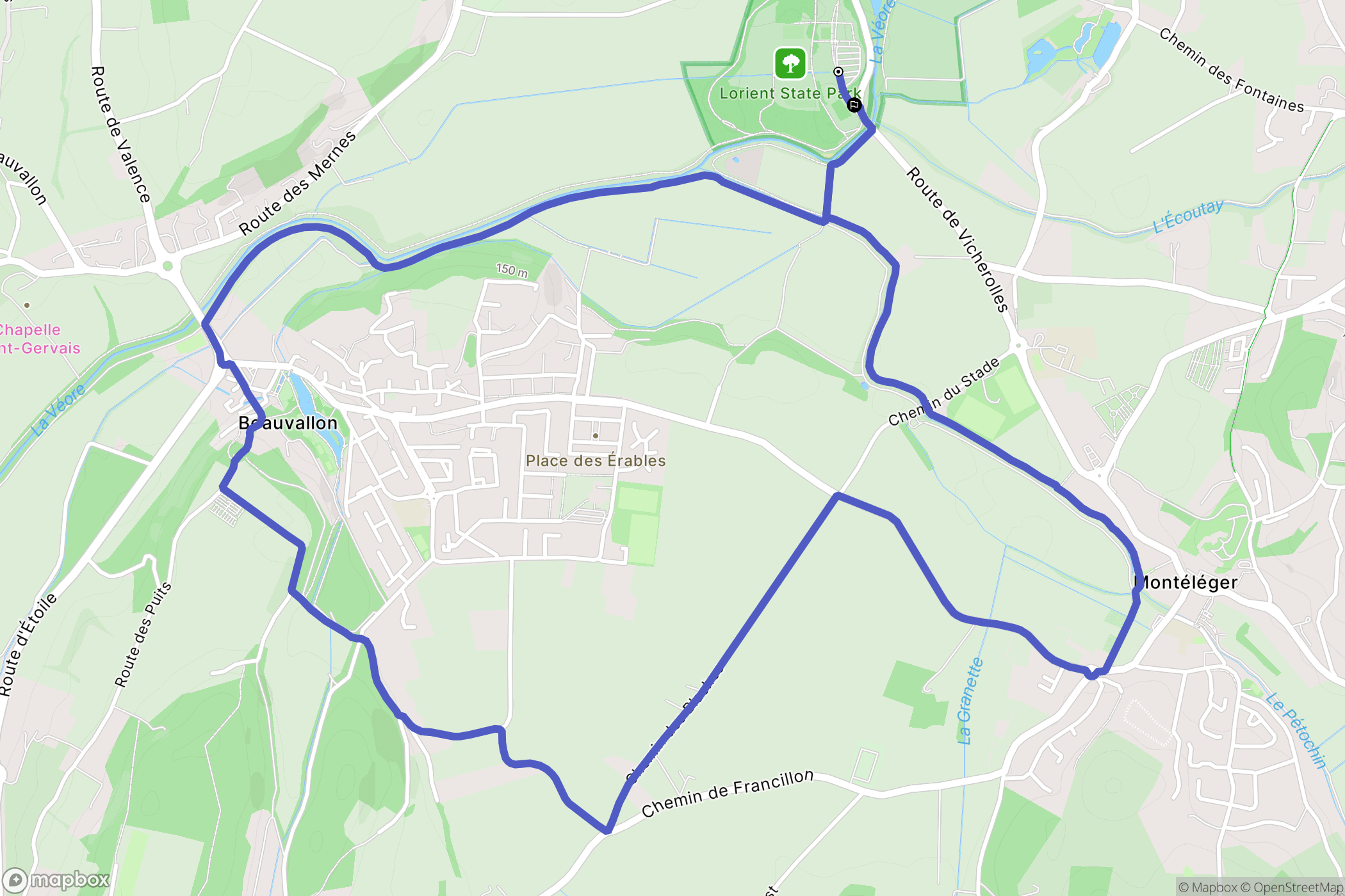 Montéléger : carte du parcours de randonnée - France