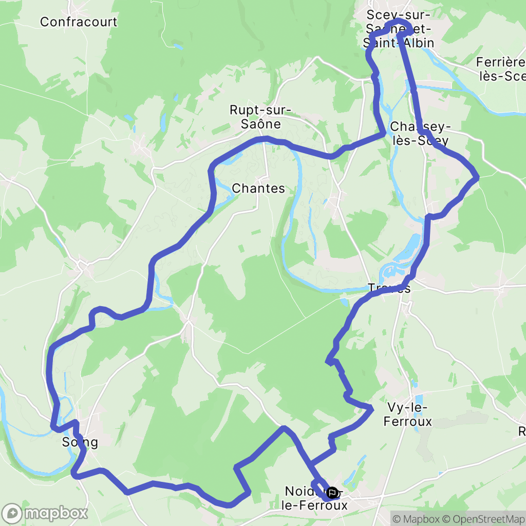 Noidans-le-Ferroux : carte du parcours de randonnée - France
