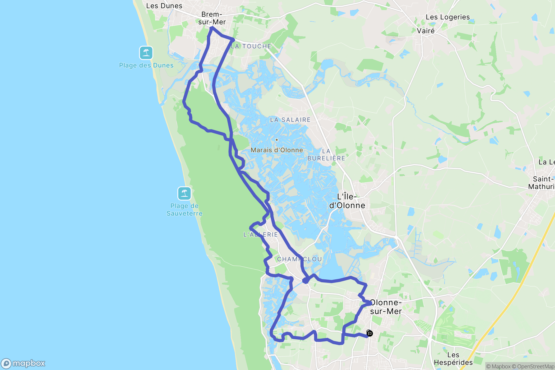 Les Sables-d'Olonne : carte du parcours de randonnée - France