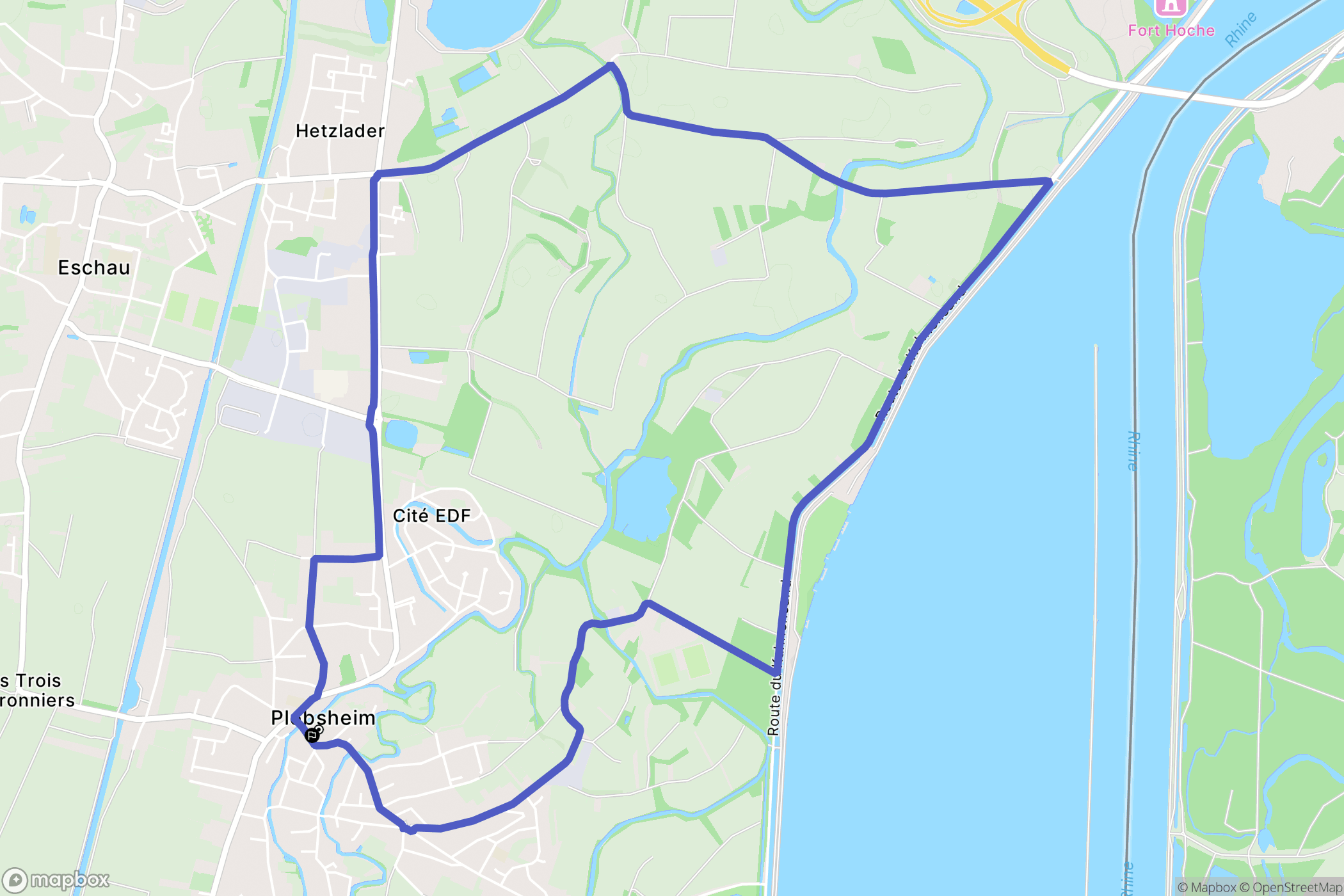 Plobsheim : carte du parcours de randonnée - France