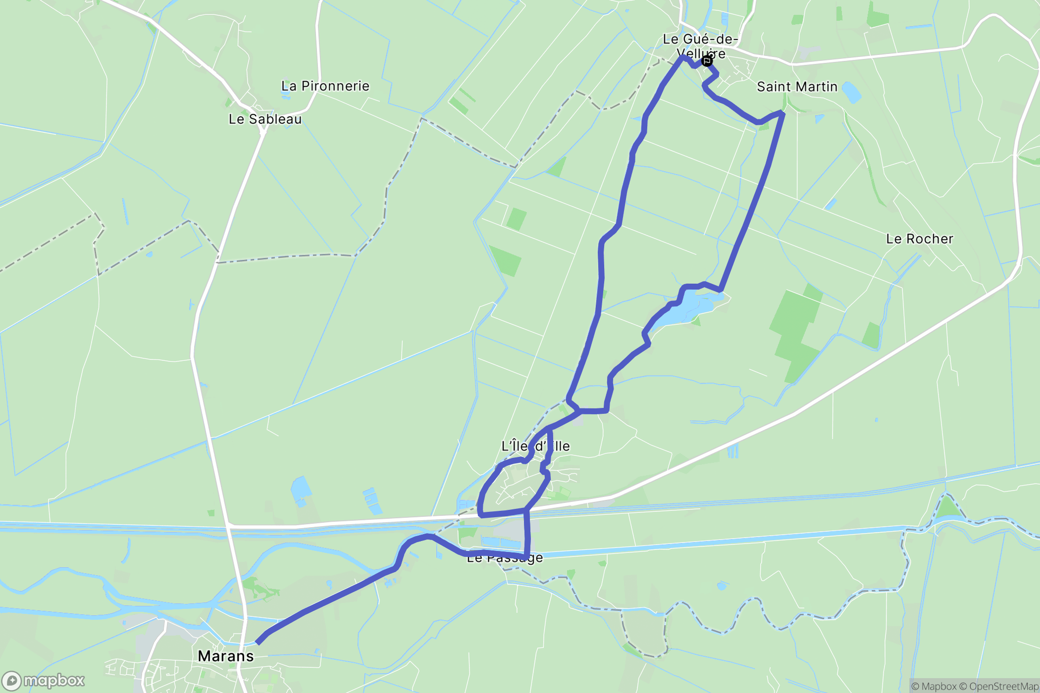 Le Gué-de-Velluire : carte du parcours de randonnée - France