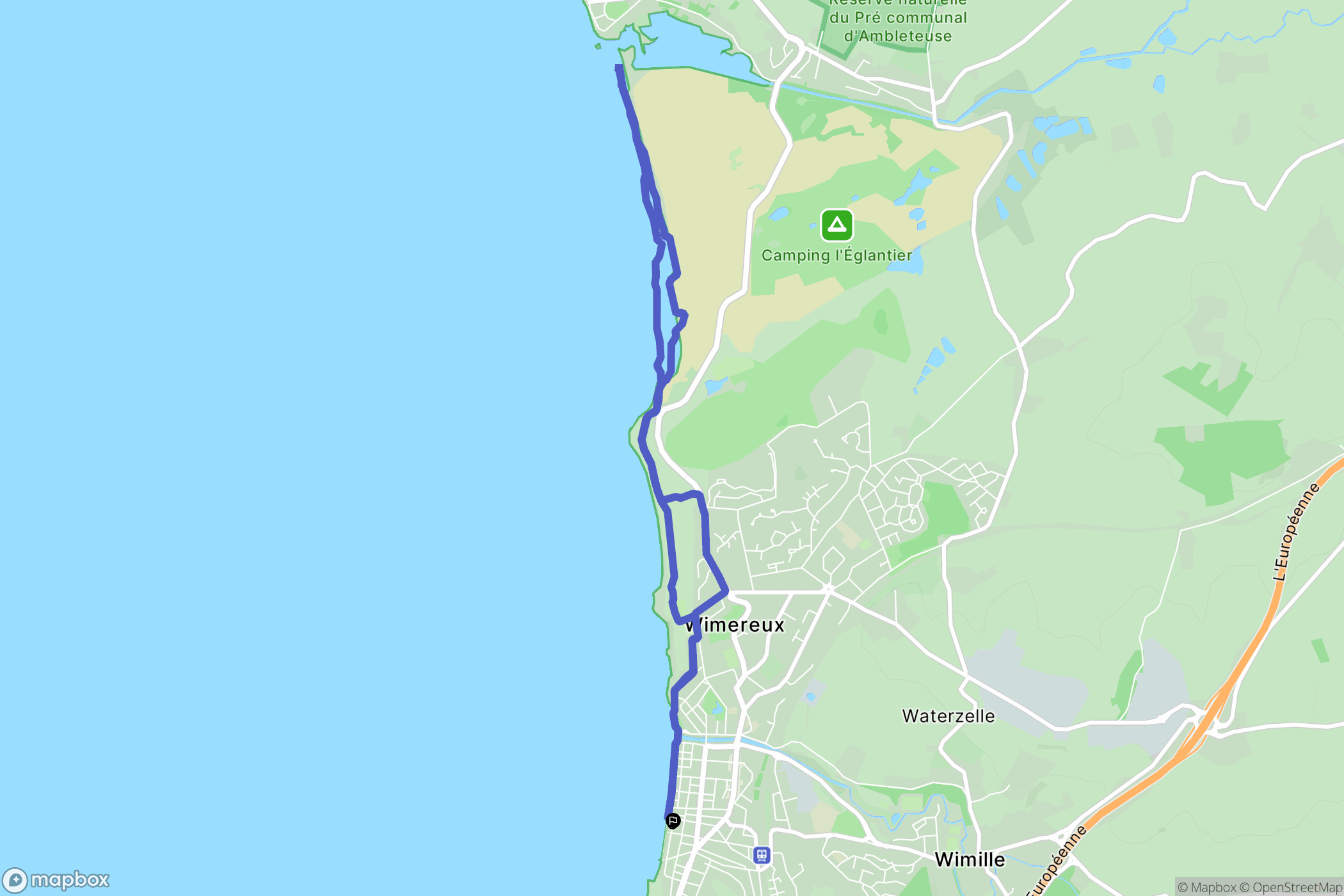 Wimereux : carte du parcours de randonnée - France