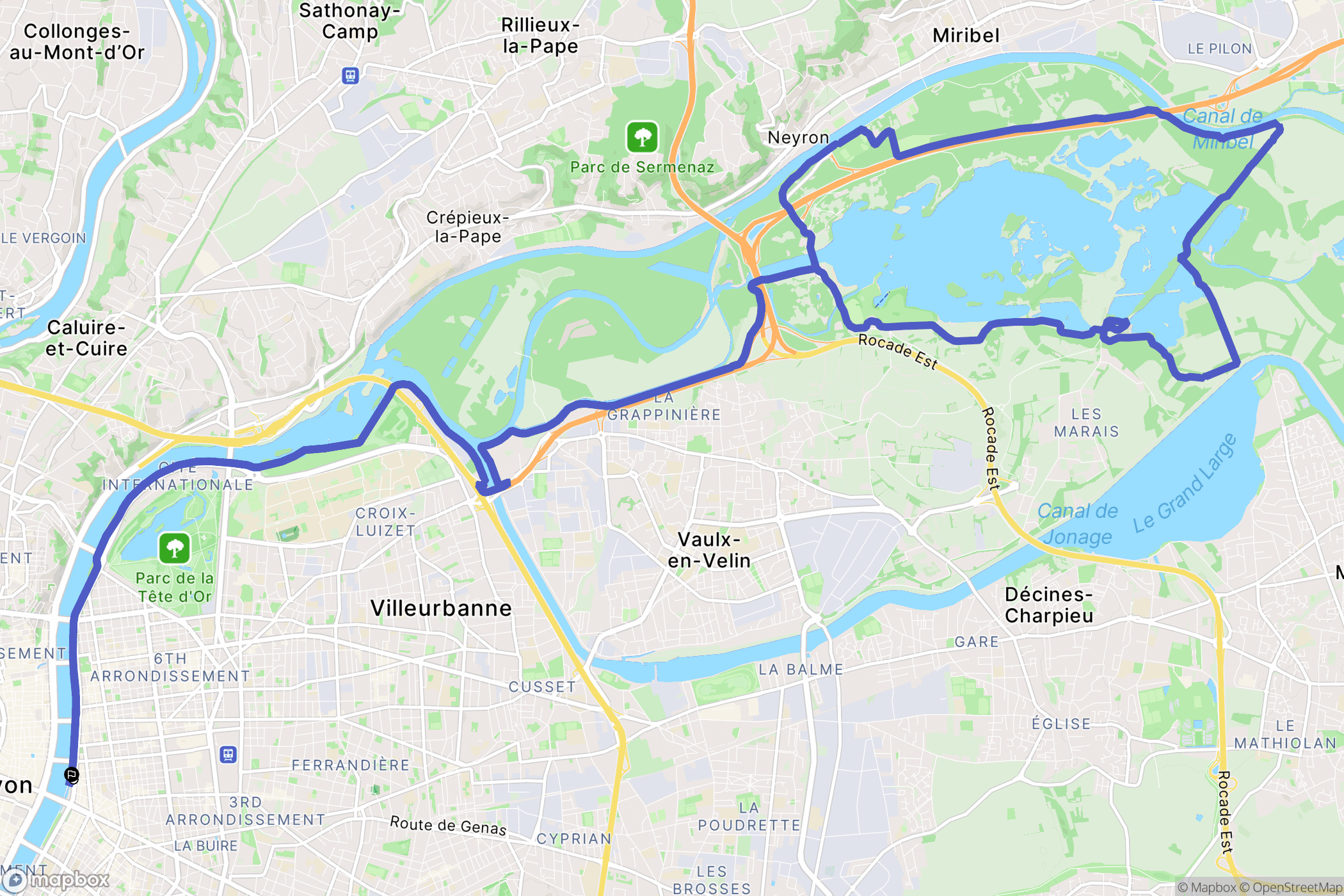 Lyon : carte du parcours de randonnée - France