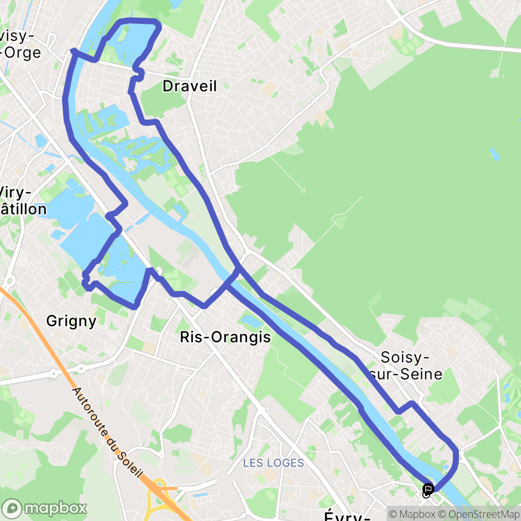 Évry-Courcouronnes : carte du parcours de randonnée - France