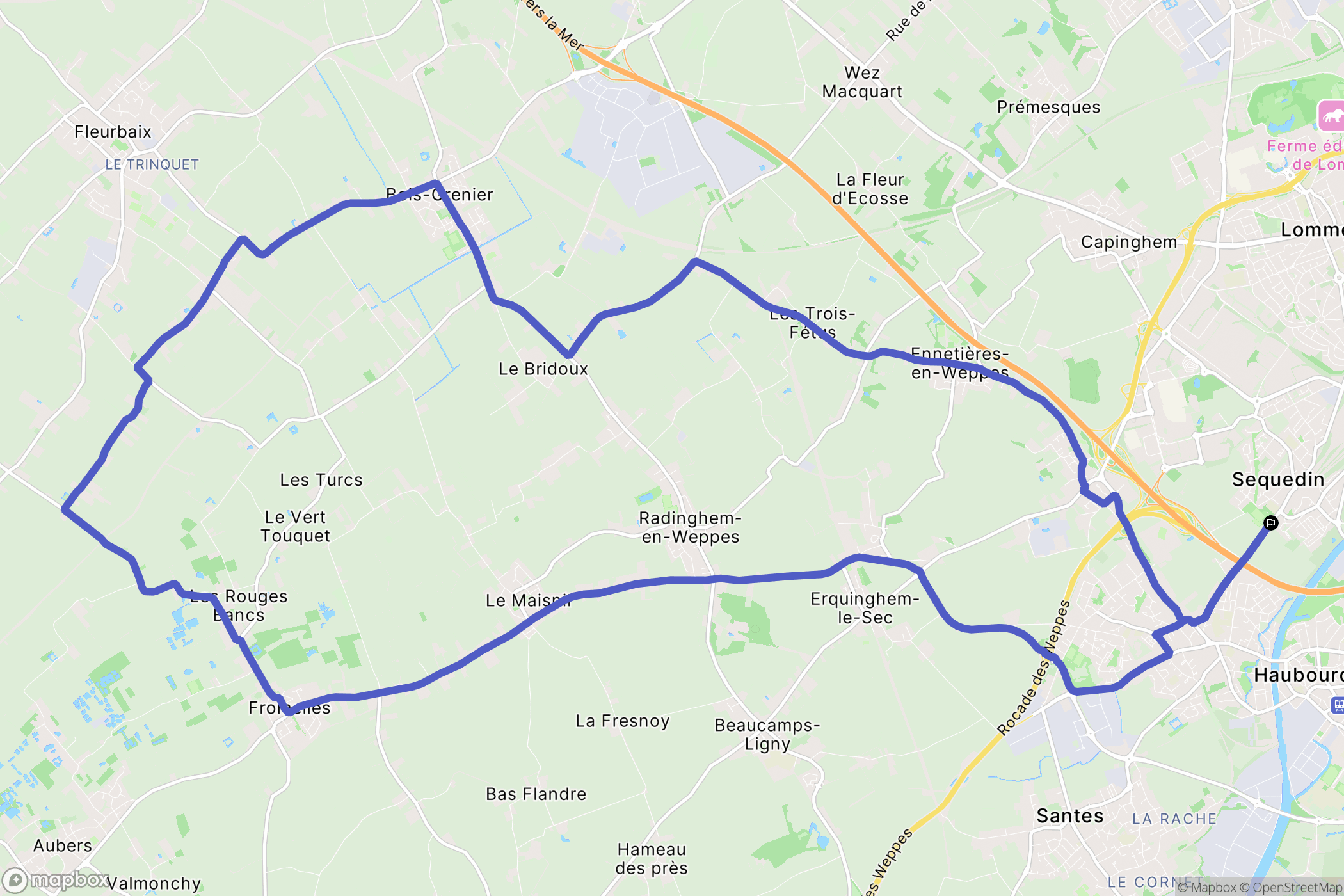Sequedin : carte du parcours de randonnée - France