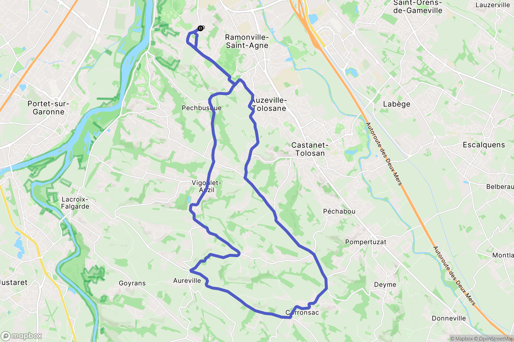 Toulouse : carte du parcours de randonnée - France