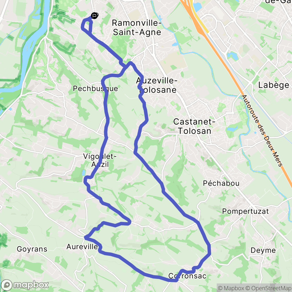 Toulouse : carte du parcours de randonnée - France