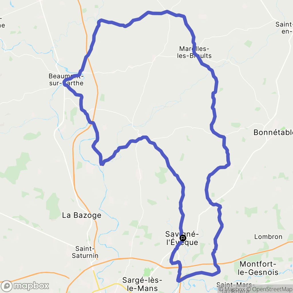 Savigné-l'Évêque : carte du parcours de randonnée - France
