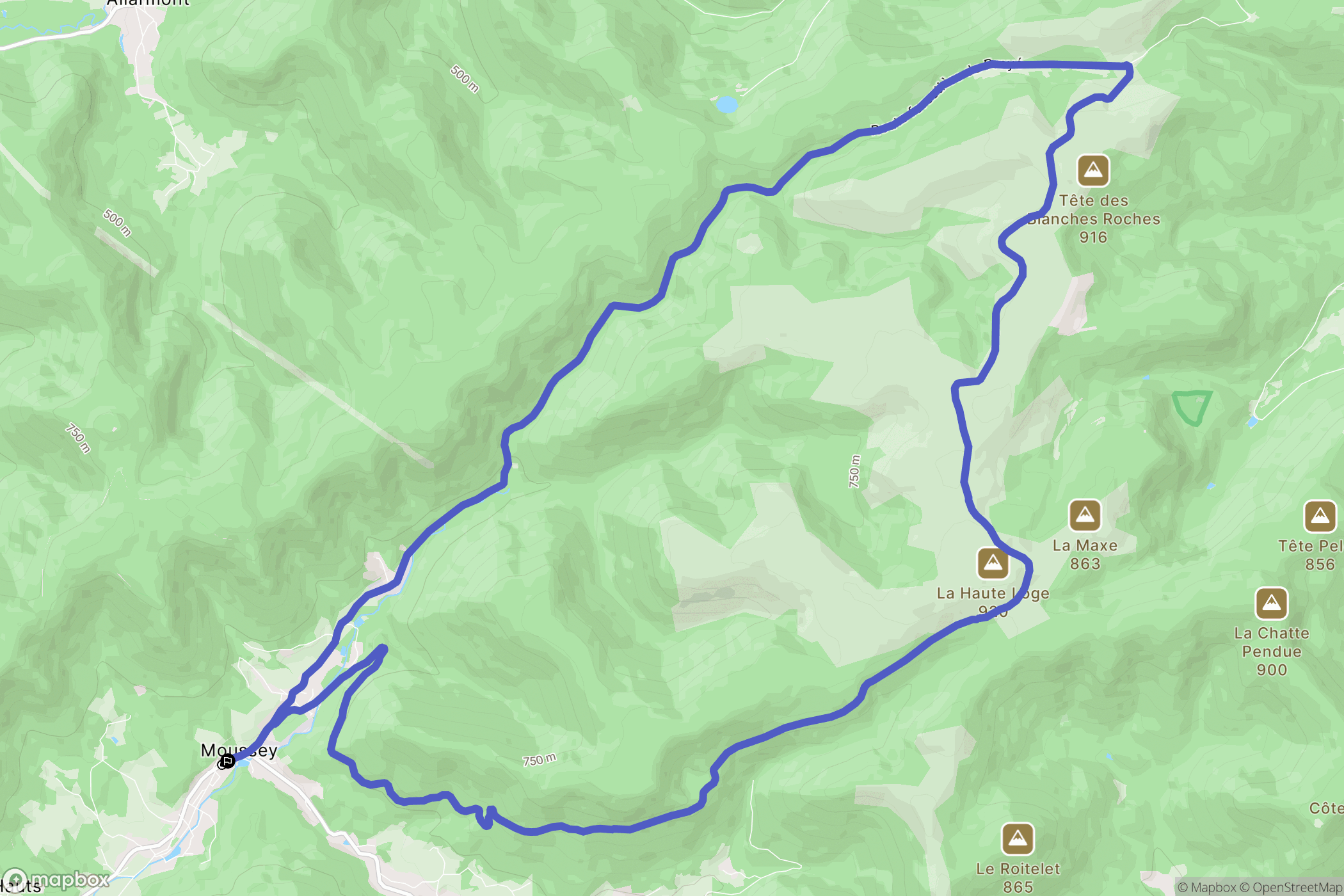 Moussey : carte du parcours de randonnée - France