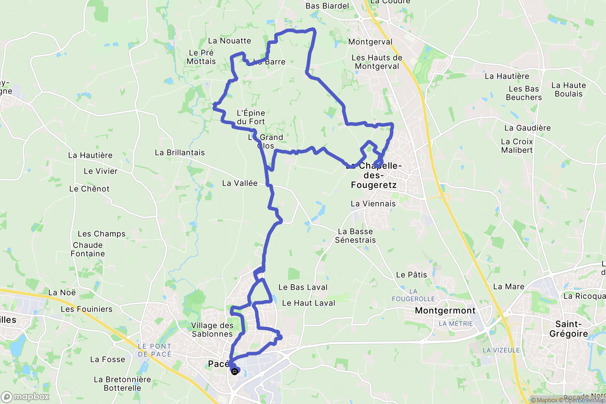 Pacé : carte du parcours de randonnée - France