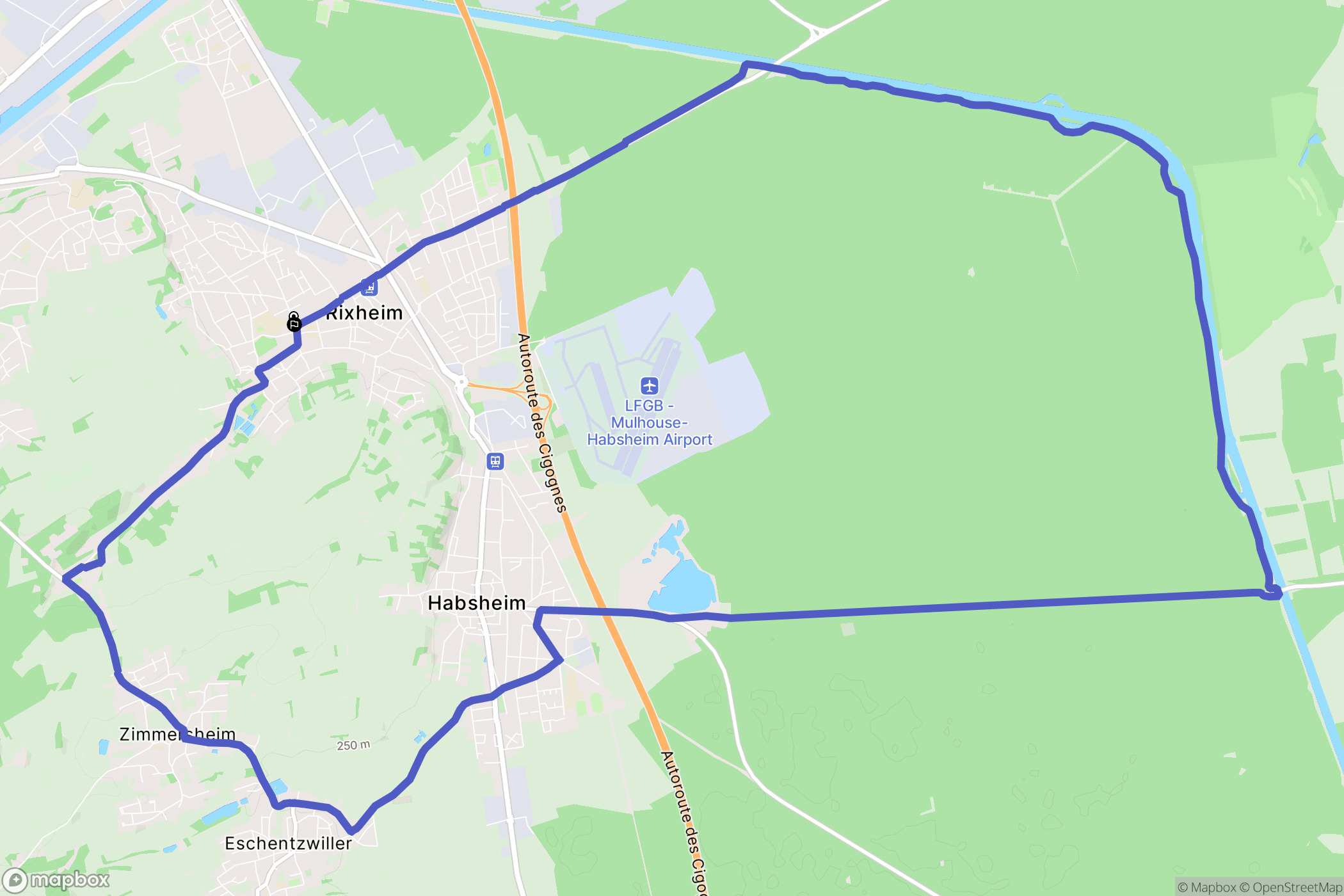 Rixheim : carte du parcours de randonnée - France
