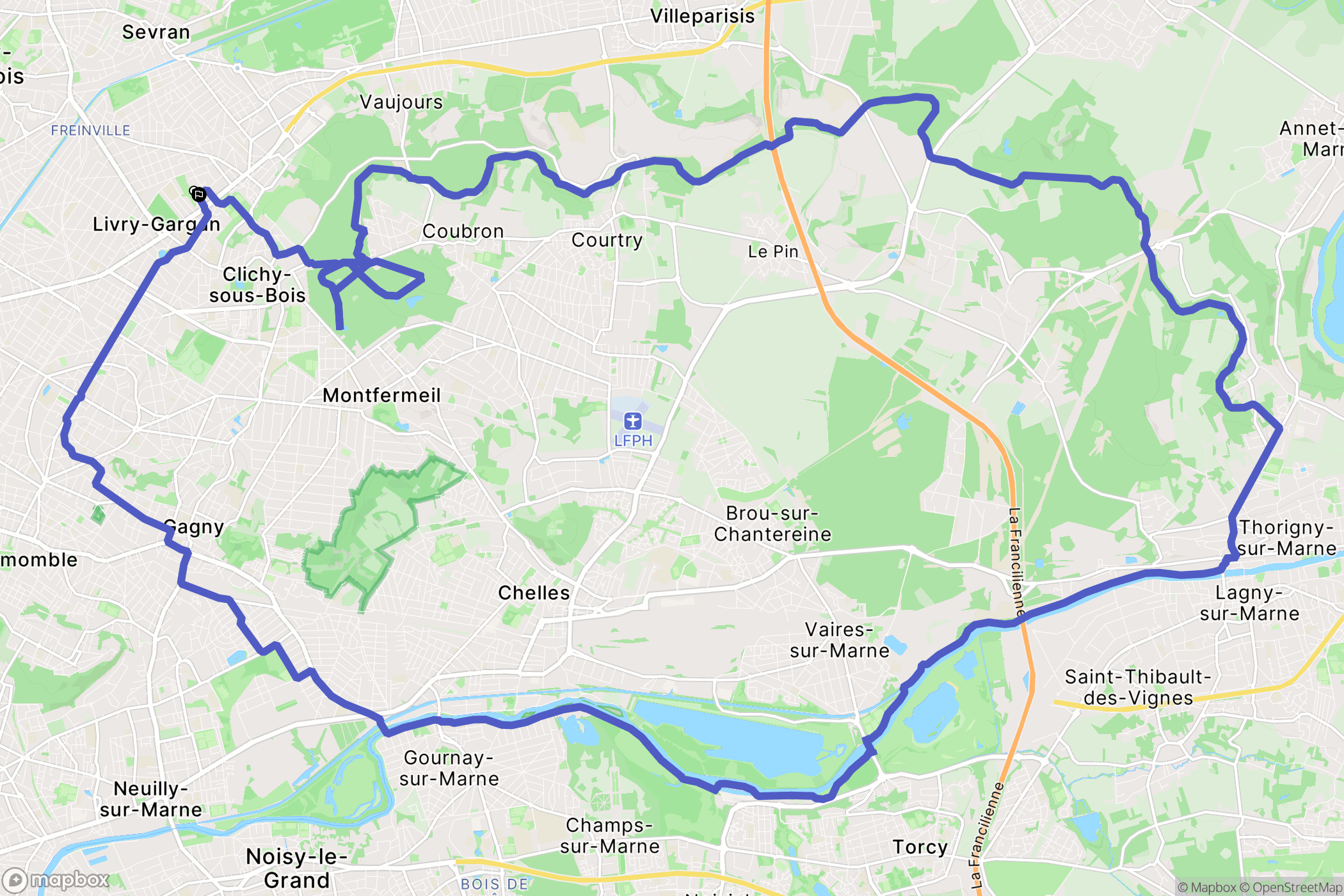 Livry-Gargan : carte du parcours de randonnée - France