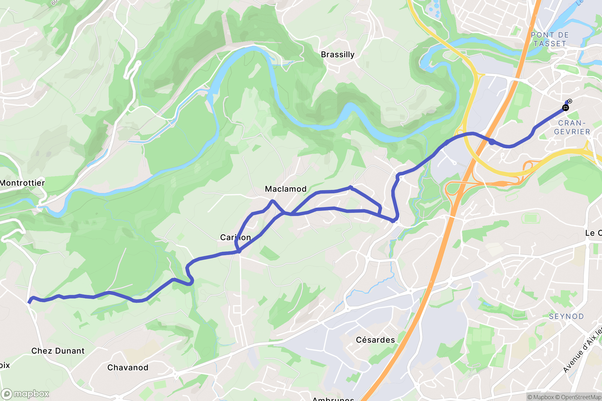 Annecy : carte du parcours de randonnée - France