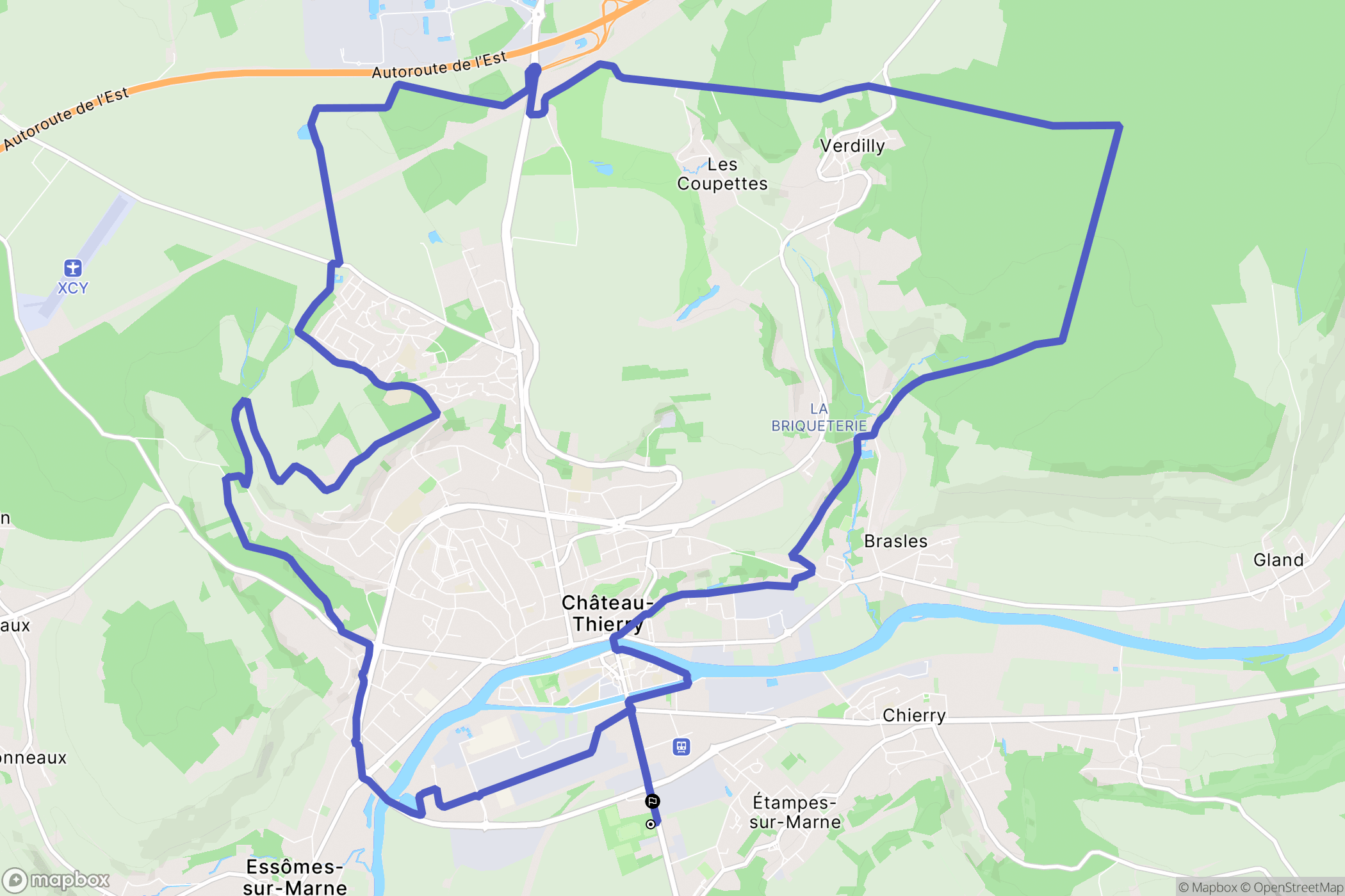 Nogentel : carte du parcours de randonnée - France