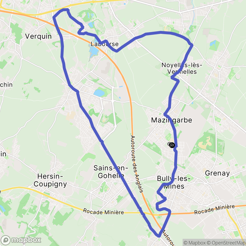 Bully-les-Mines : carte du parcours de randonnée - France