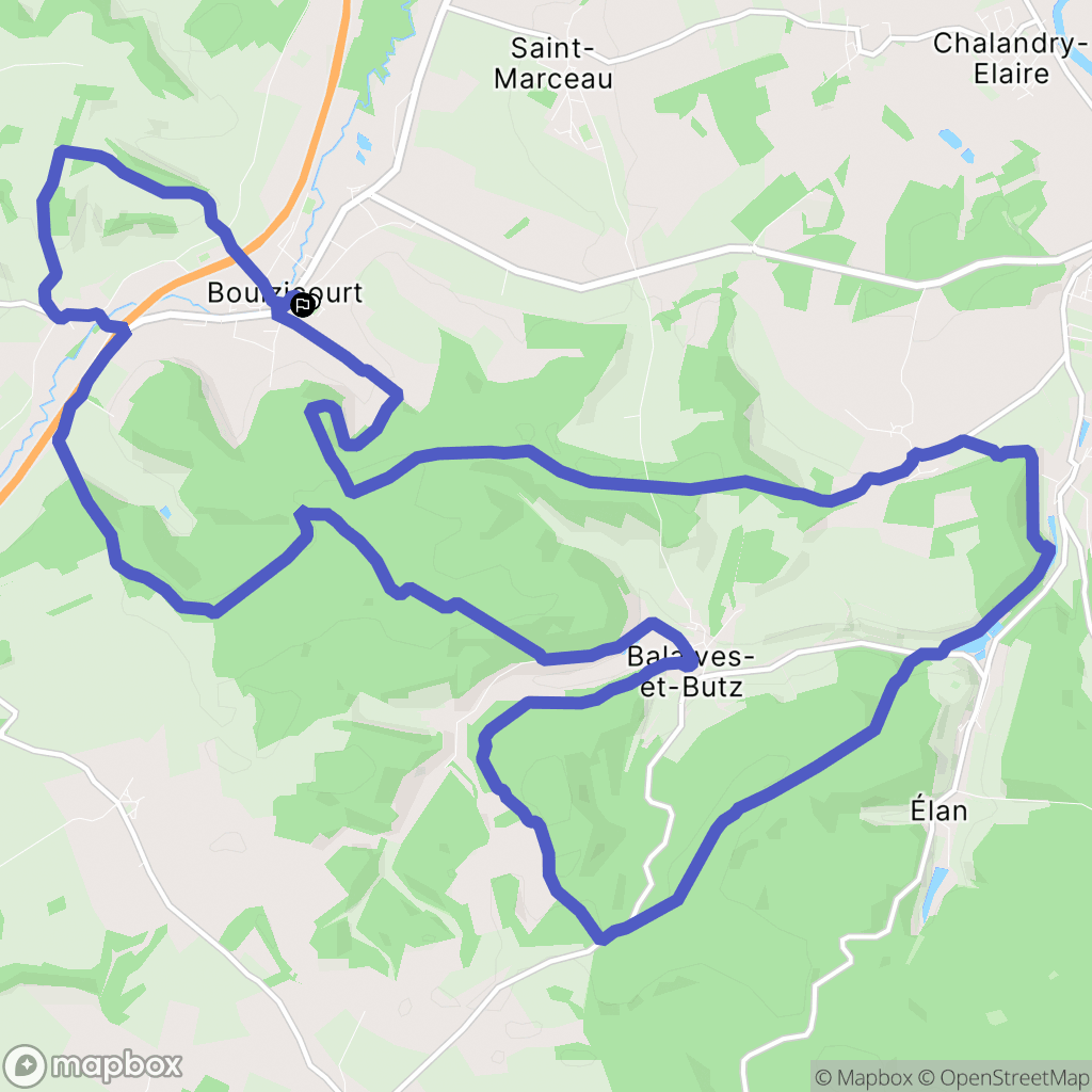 Boulzicourt : carte du parcours de randonnée - France