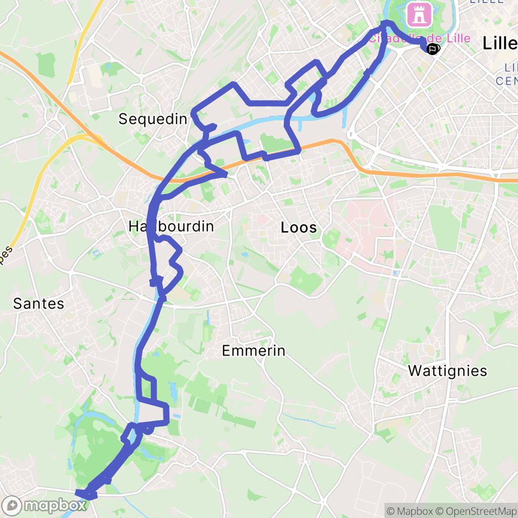 Lille : carte du parcours de randonnée - France