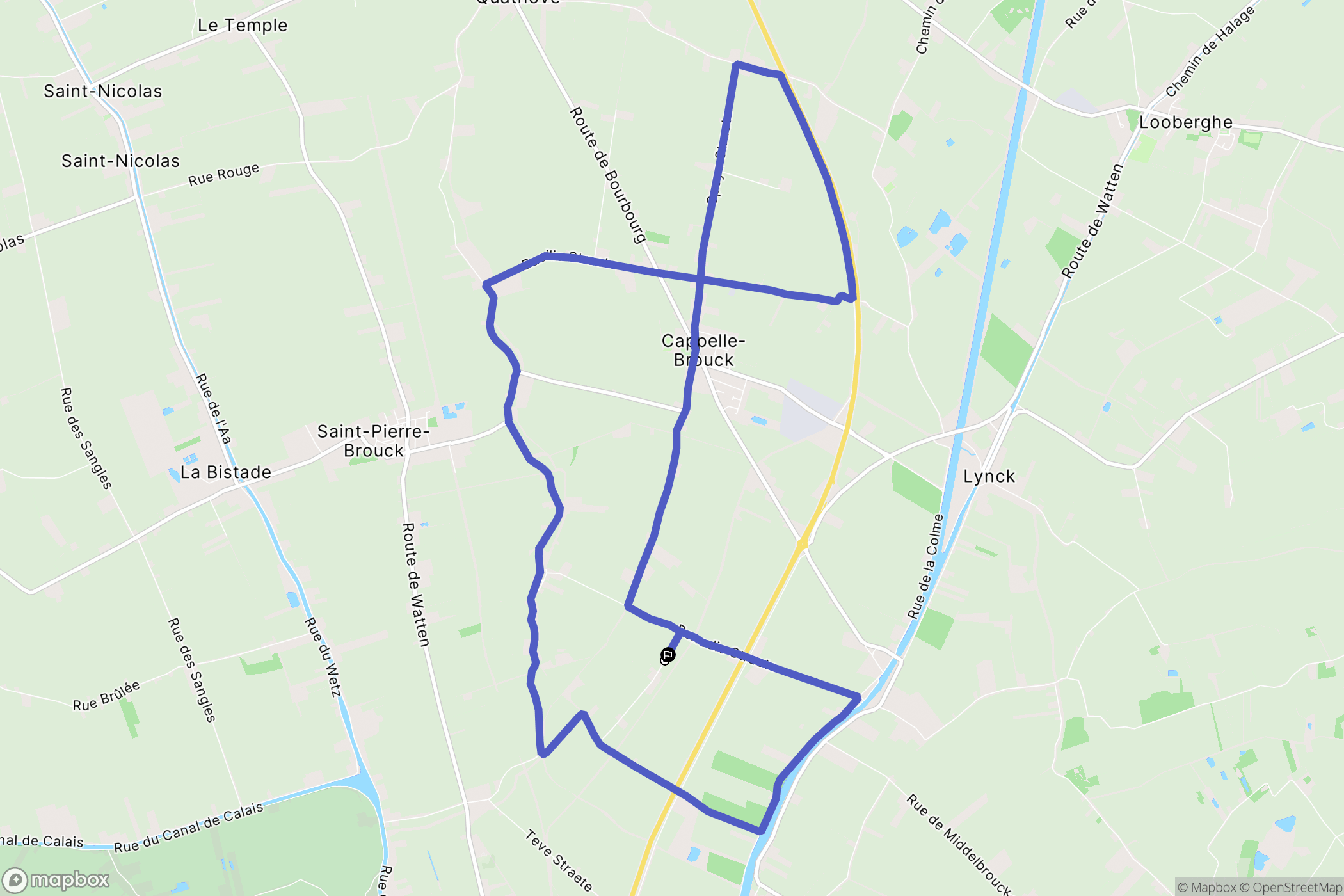 Cappelle-Brouck : carte du parcours de randonnée - France