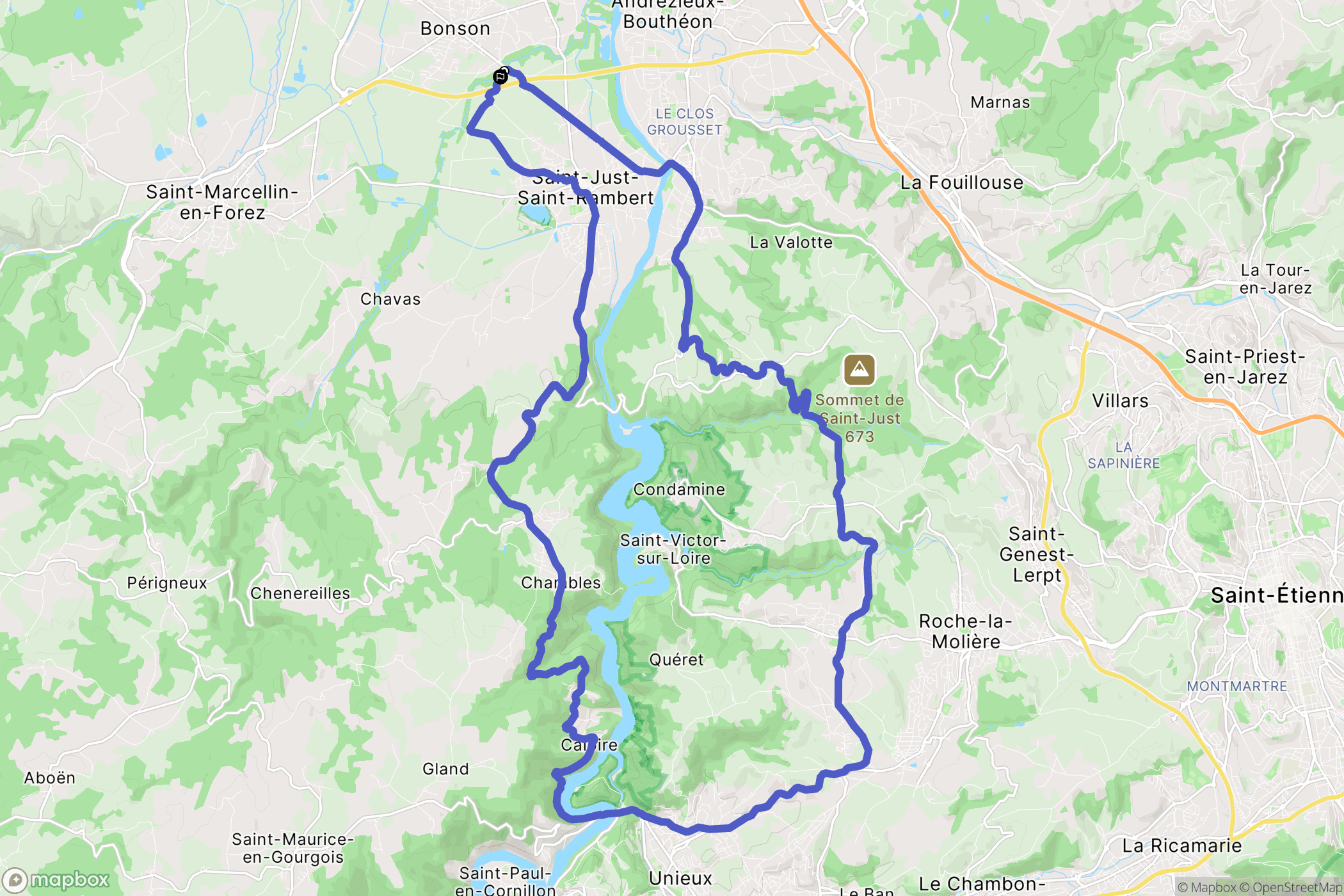 Saint-Just-Saint-Rambert : carte du parcours de randonnée - France