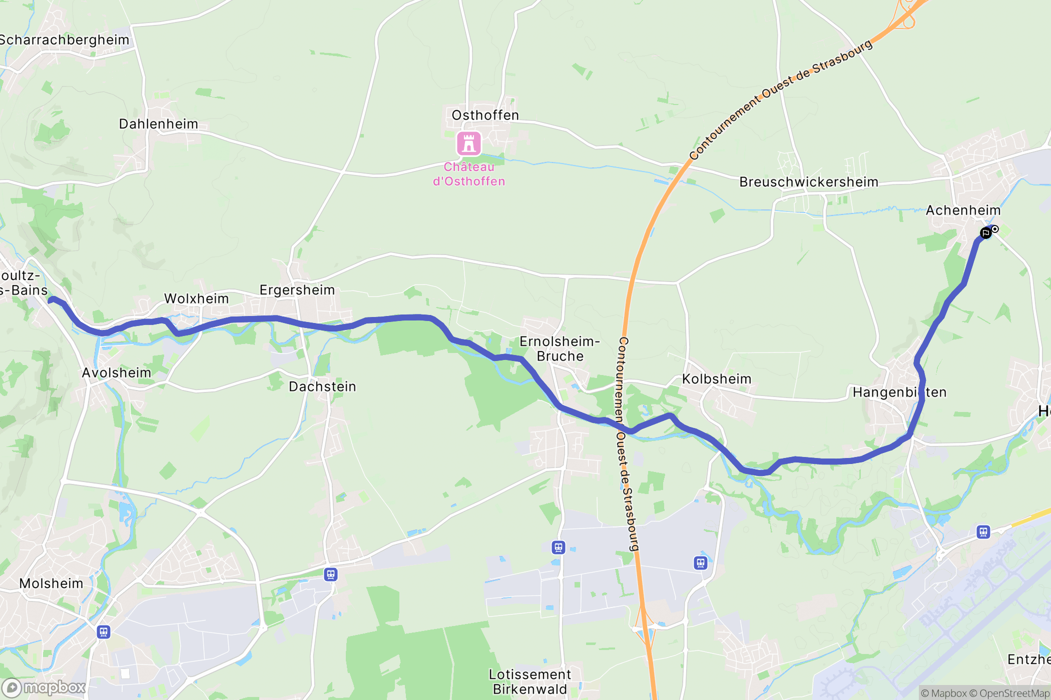 Achenheim : carte du parcours de randonnée - France