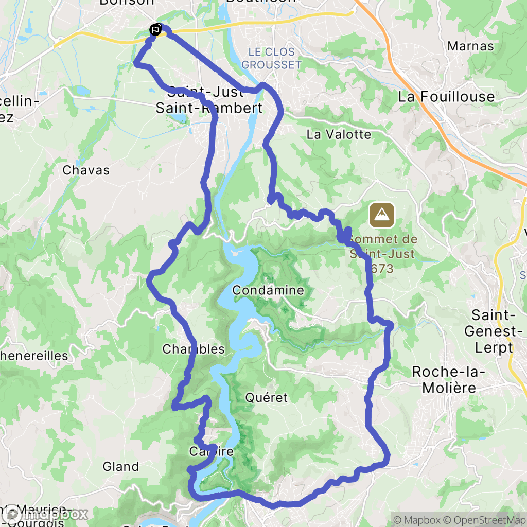 Saint-Just-Saint-Rambert : carte du parcours de randonnée - France