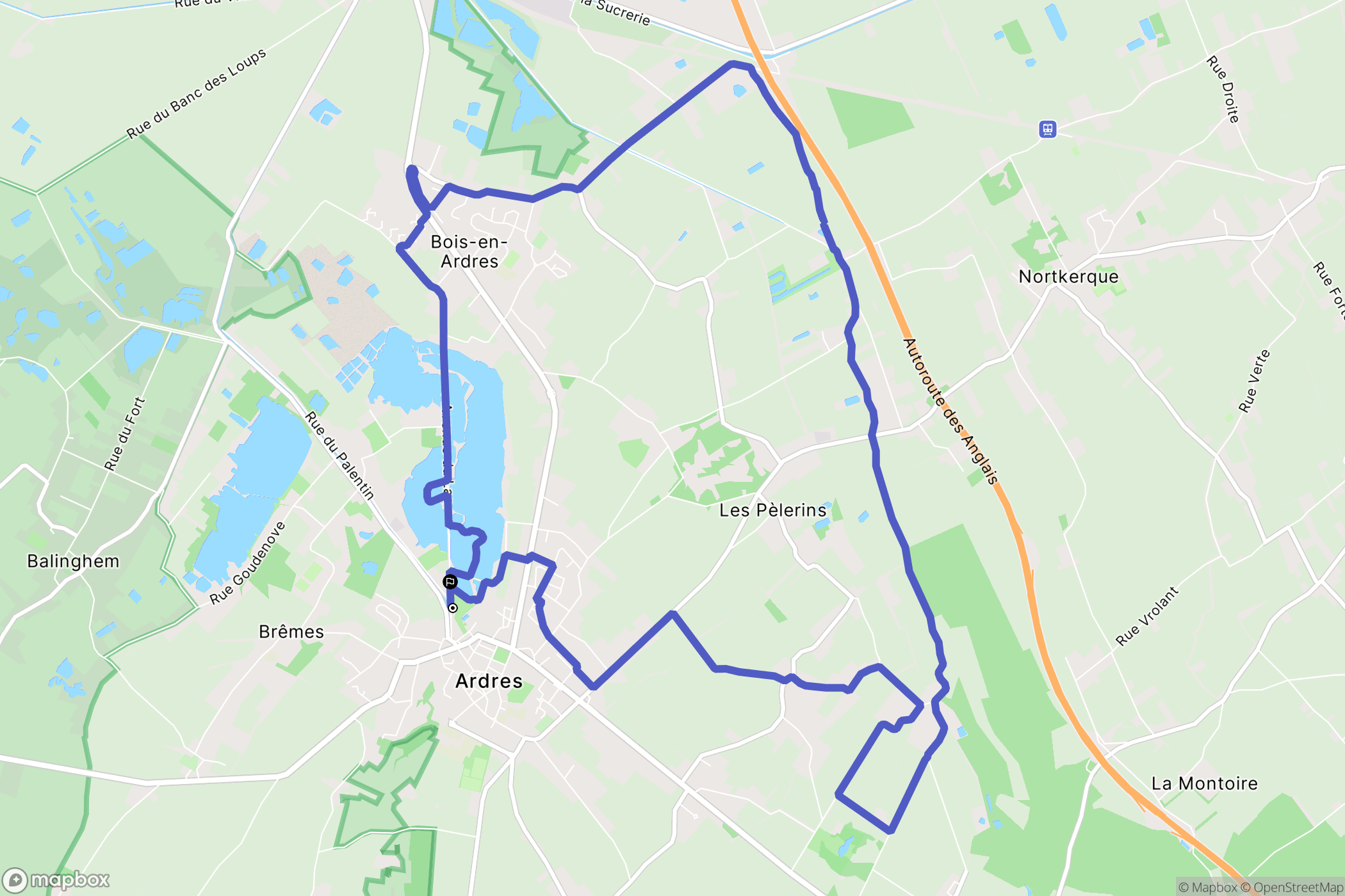 Ardres : carte du parcours de randonnée - France