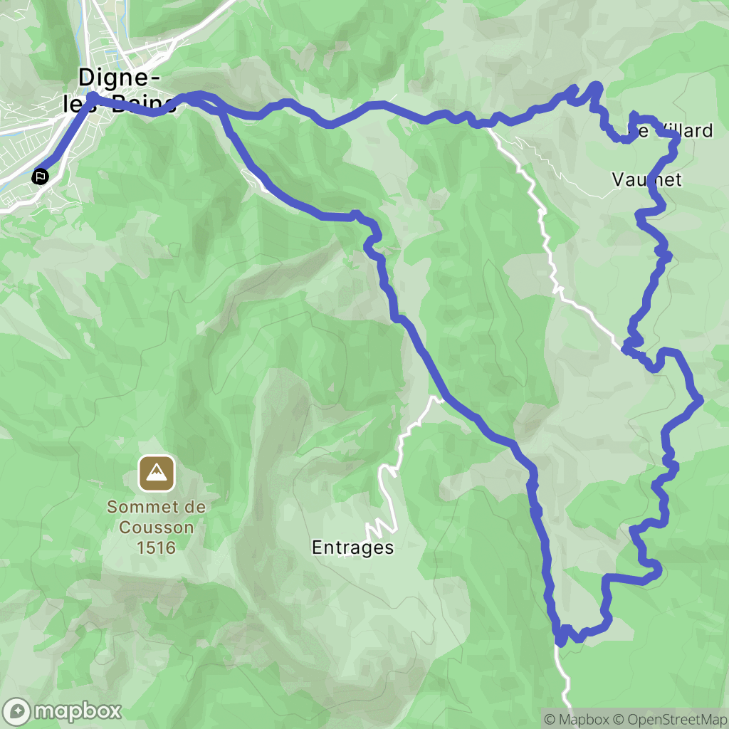 Digne-les-Bains : carte du parcours de randonnée - France