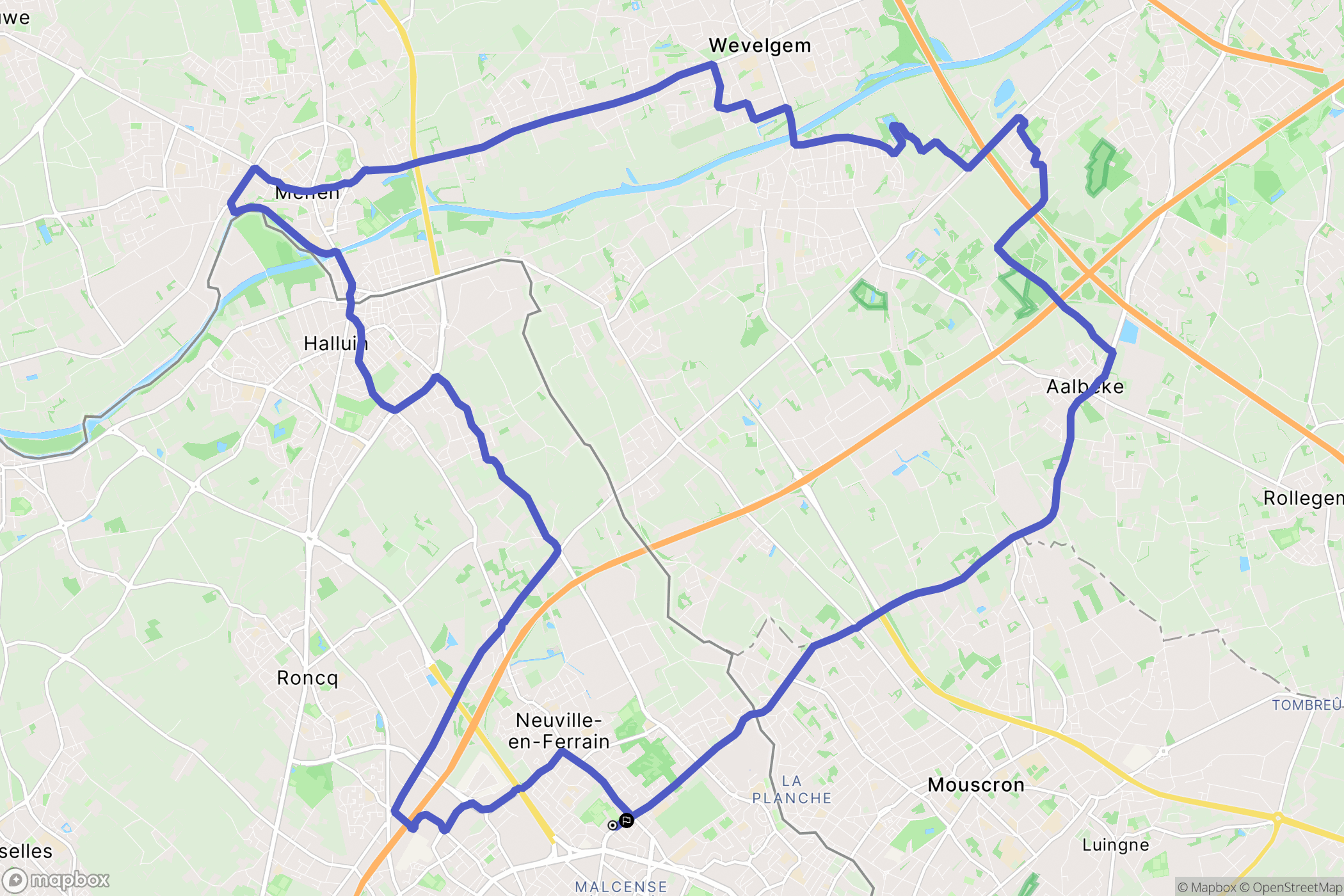 Tourcoing : carte du parcours de randonnée - France