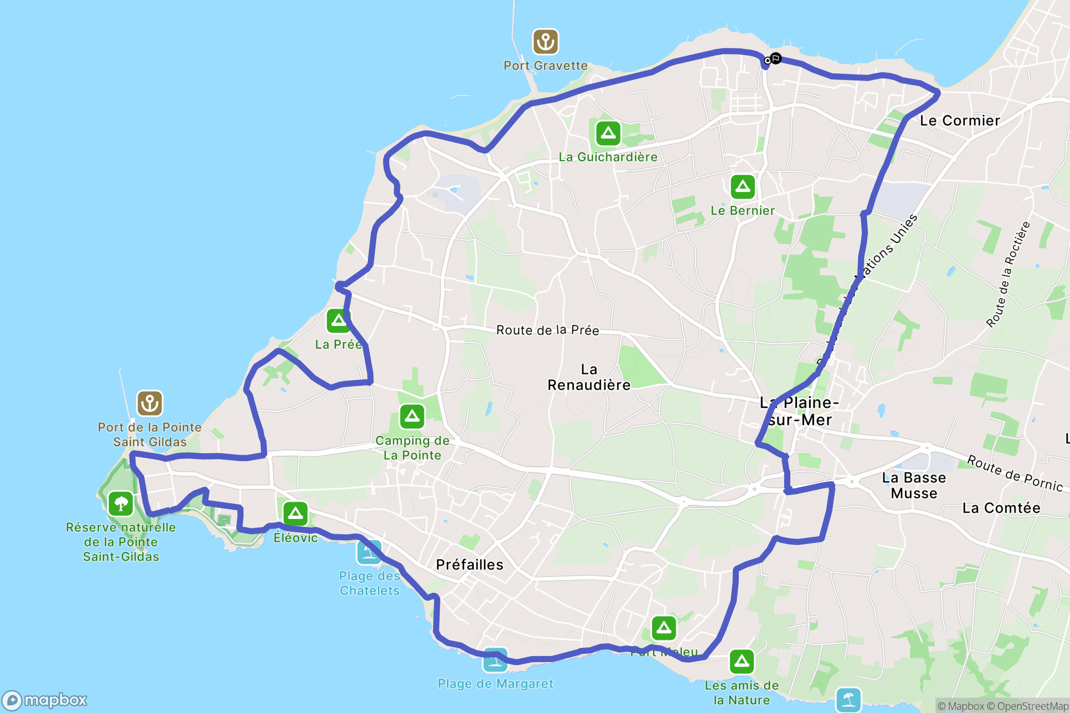 La Plaine-sur-Mer : carte du parcours de randonnée - France