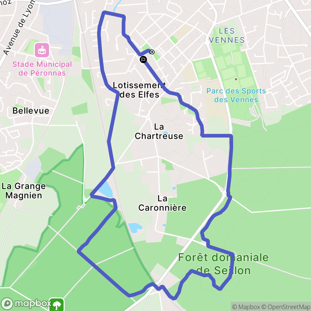 Bourg-en-Bresse : carte du parcours de randonnée - France