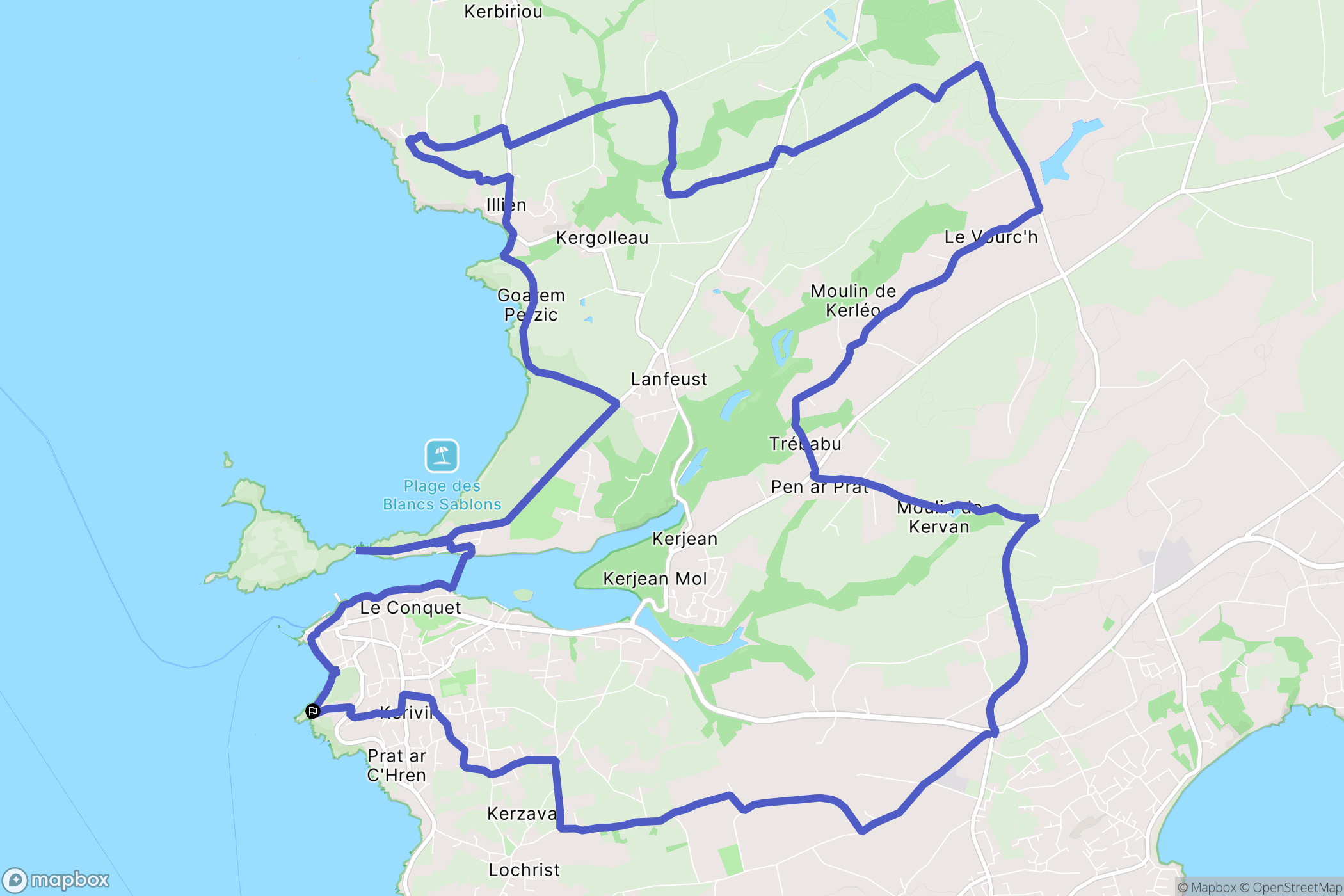 Le Conquet : carte du parcours de randonnée - France