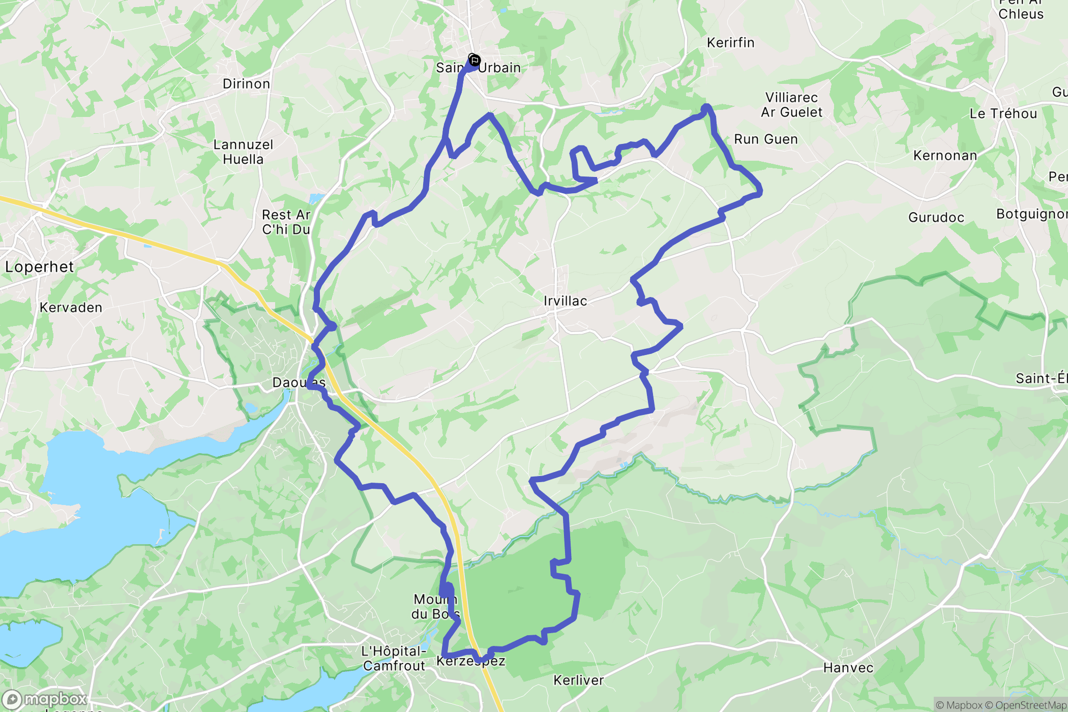 Saint-Urbain : carte du parcours de randonnée - France
