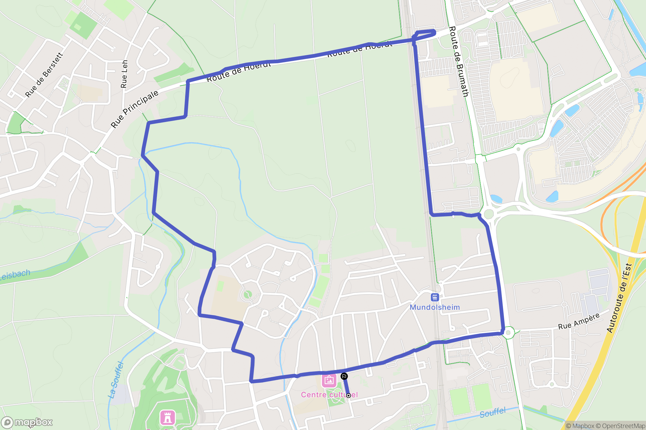 Mundolsheim : carte du parcours de randonnée - France