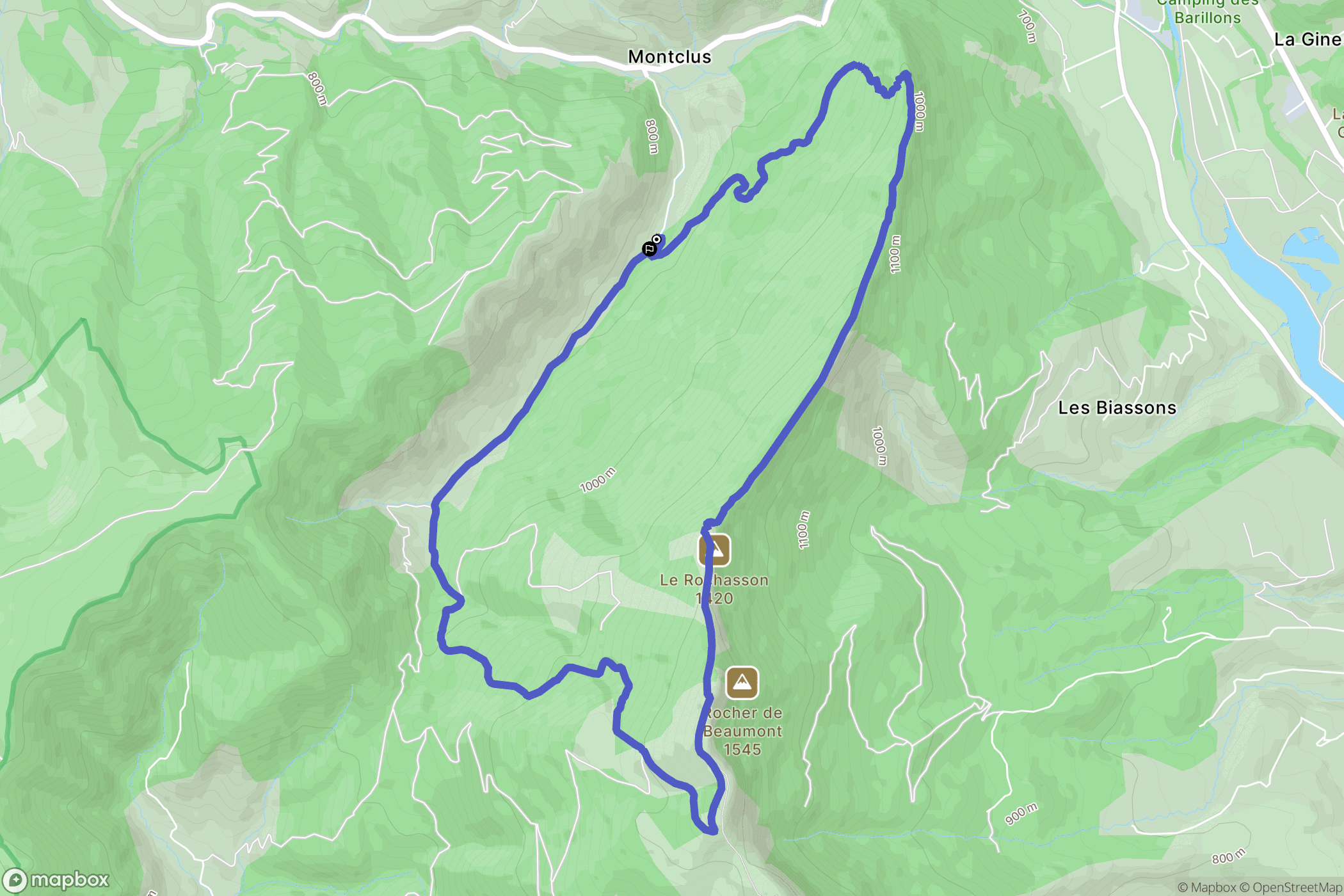 Montclus : carte du parcours de randonnée - France