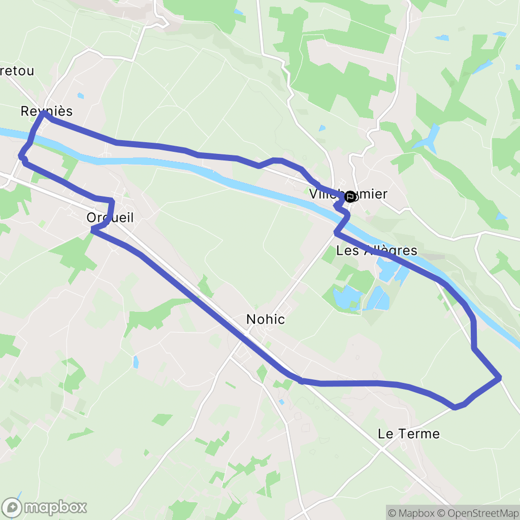 Villebrumier : carte du parcours de randonnée - France
