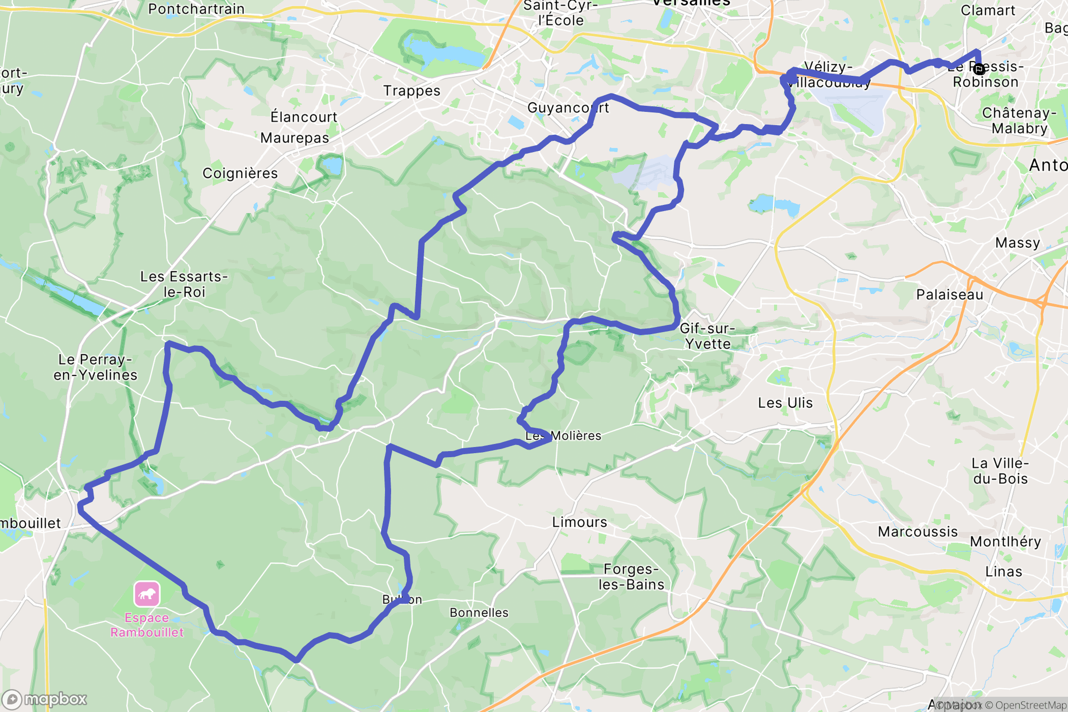 Le Plessis-Robinson : carte du parcours de randonnée - France