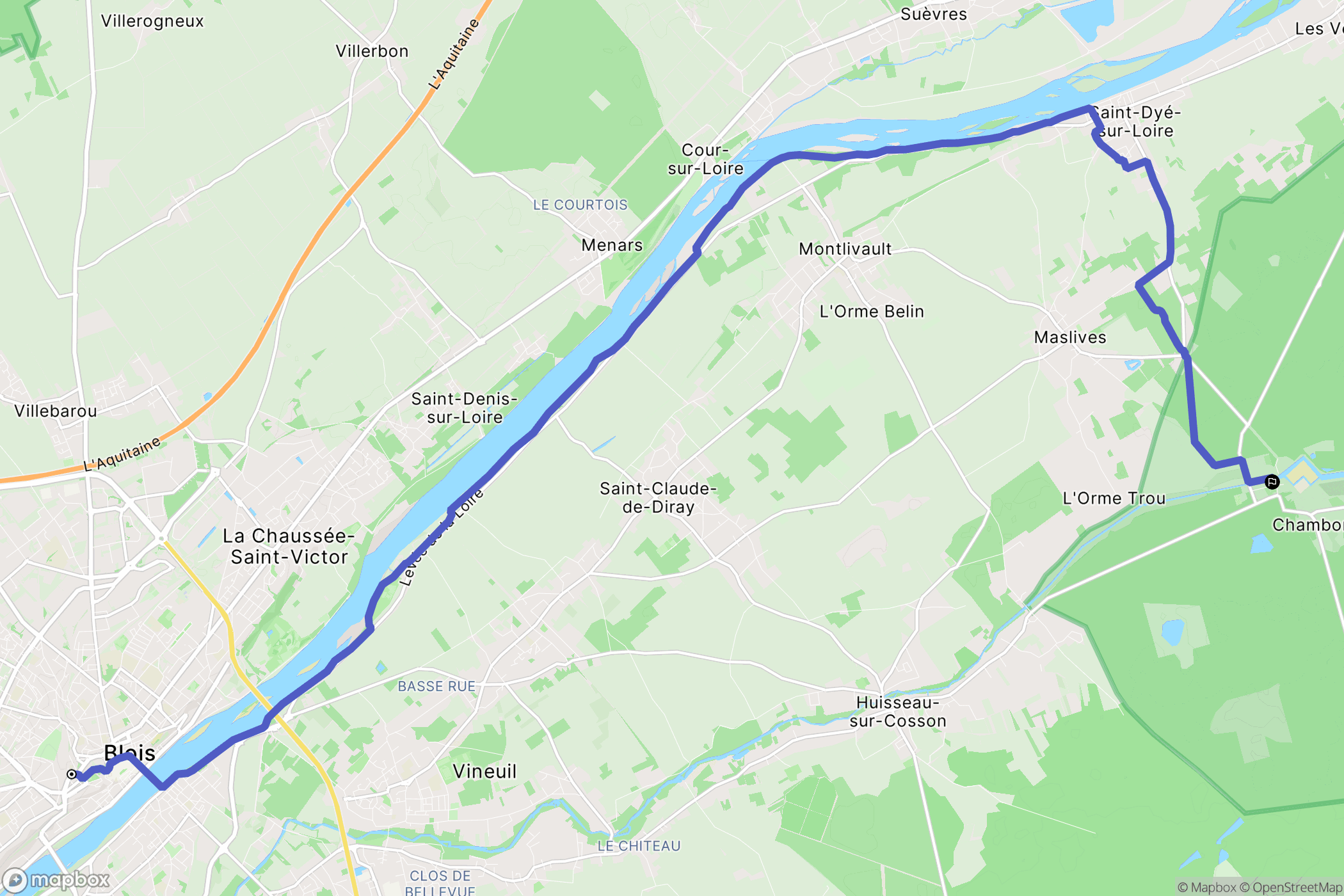 Blois : carte du parcours de randonnée - France