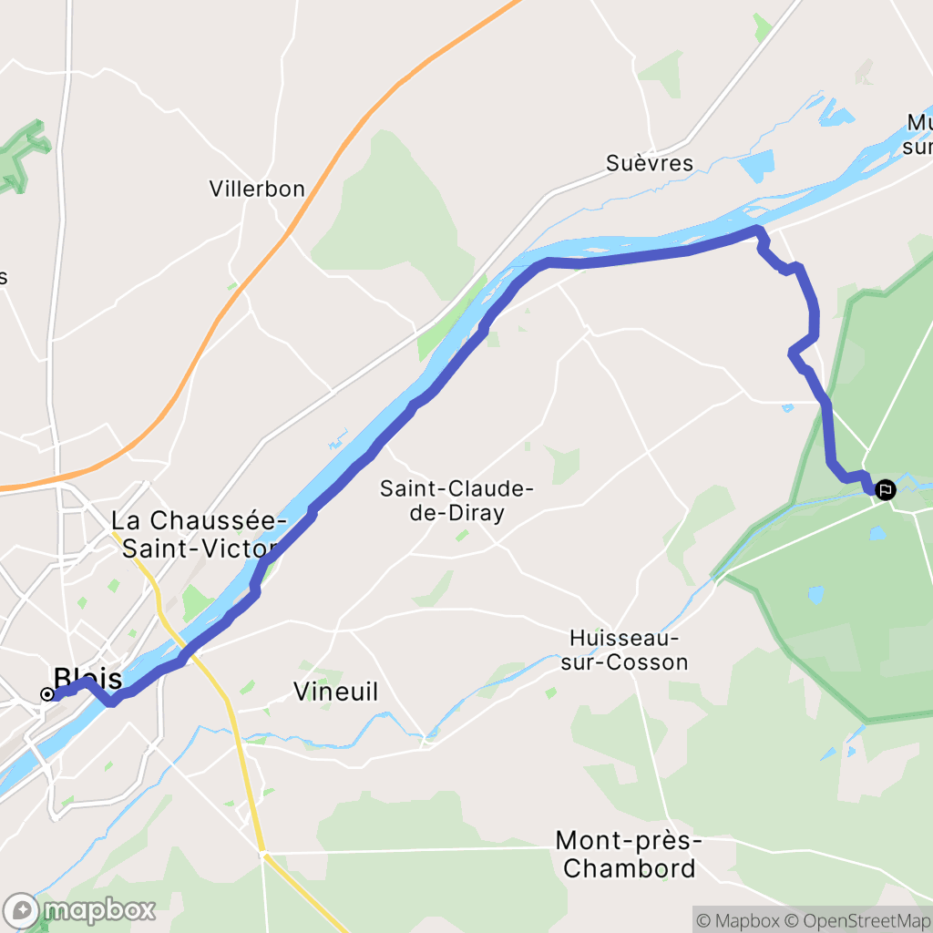 Blois : carte du parcours de randonnée - France