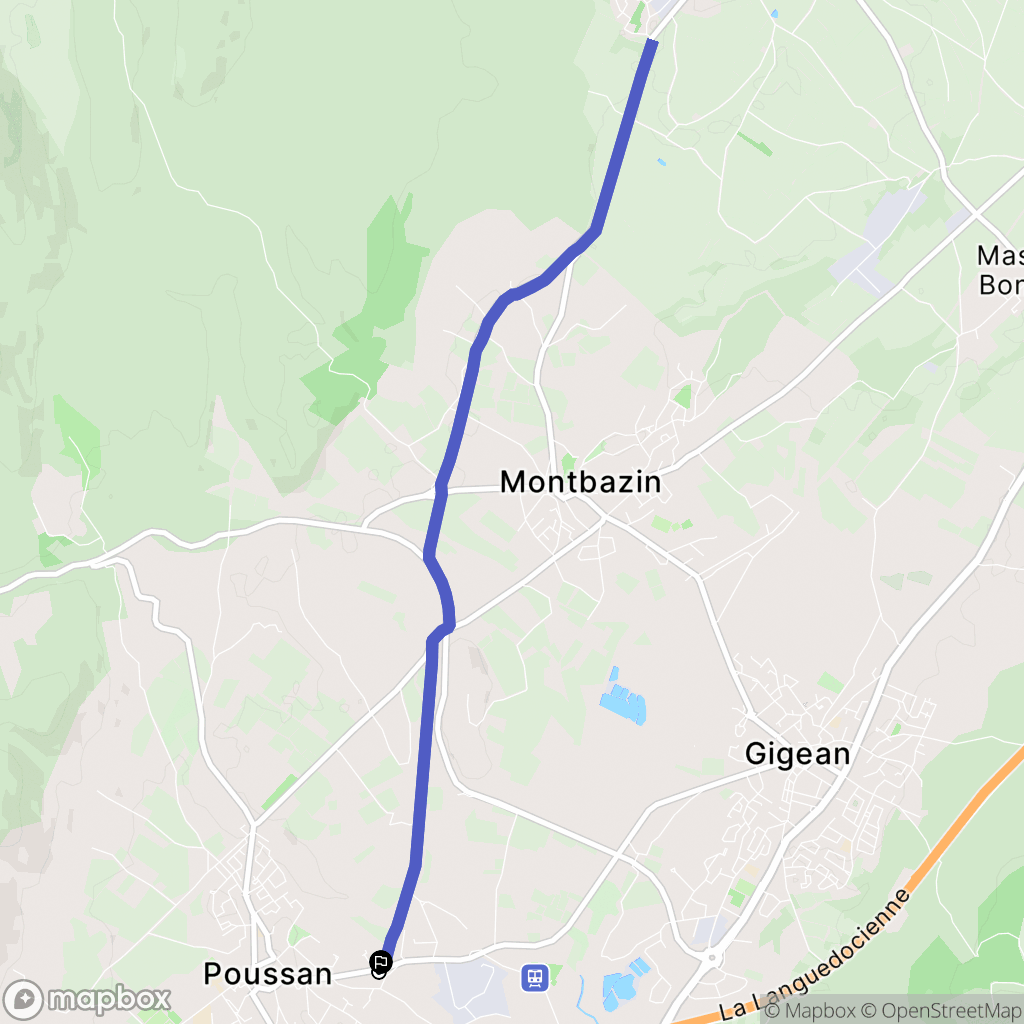 Poussan : carte du parcours de randonnée - France