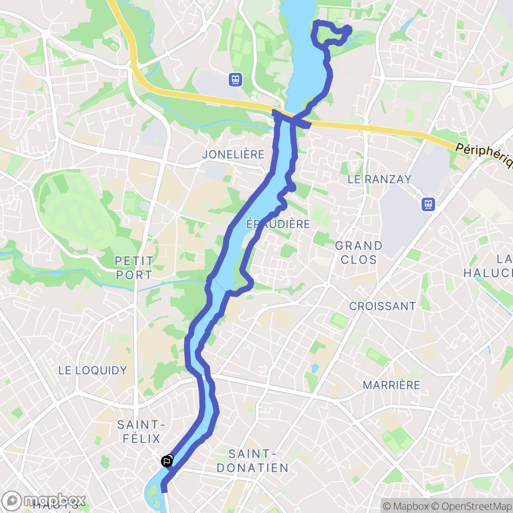 Nantes : carte du parcours de randonnée - France