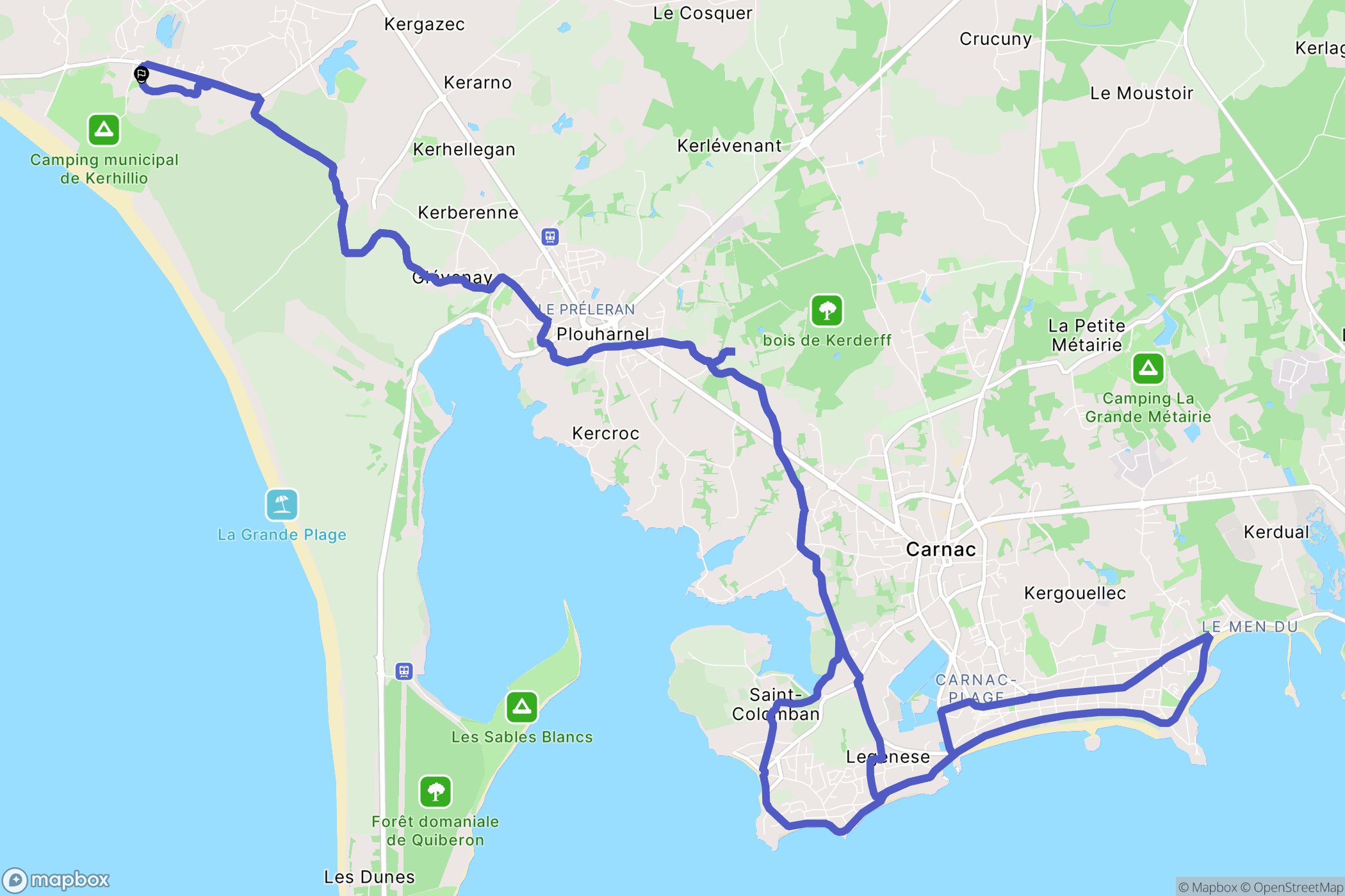 Erdeven : carte du parcours de randonnée - France