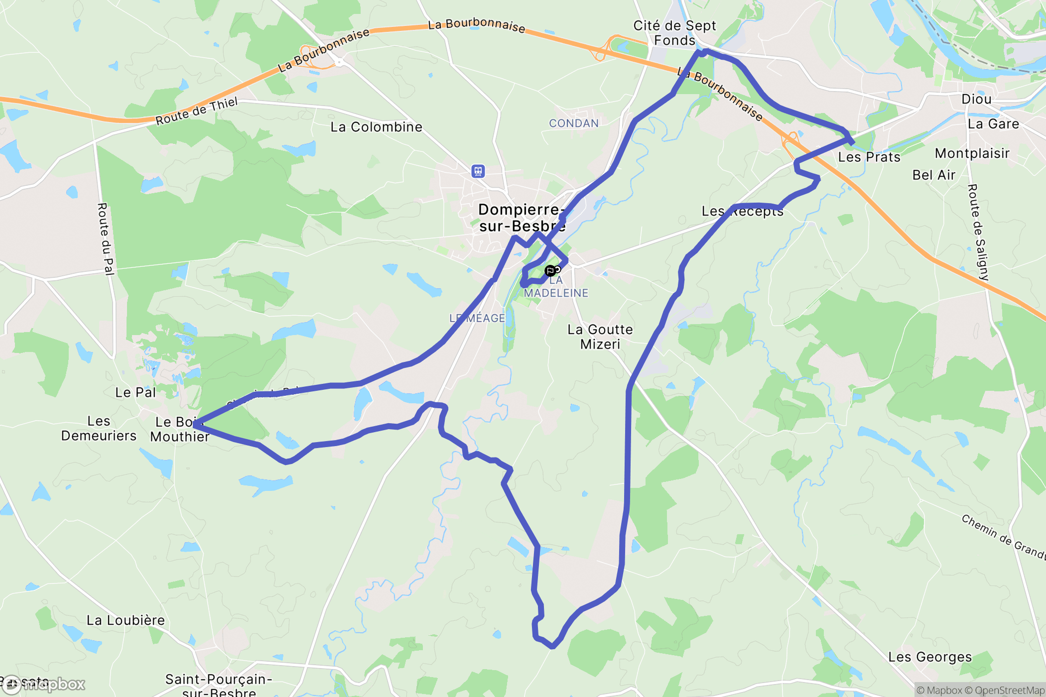 Dompierre-sur-Besbre : carte du parcours de randonnée - France