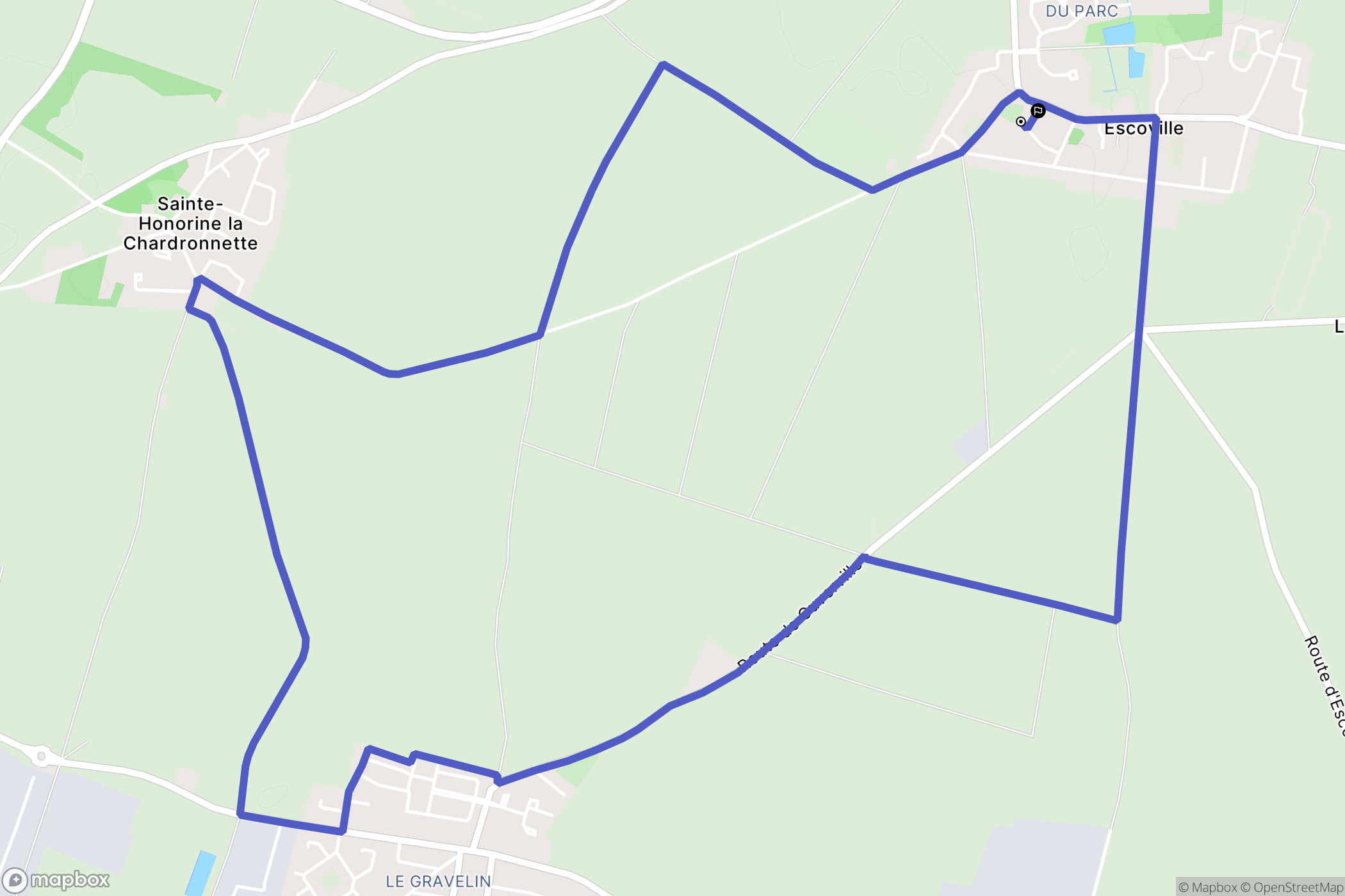 Escoville : carte du parcours de randonnée - France