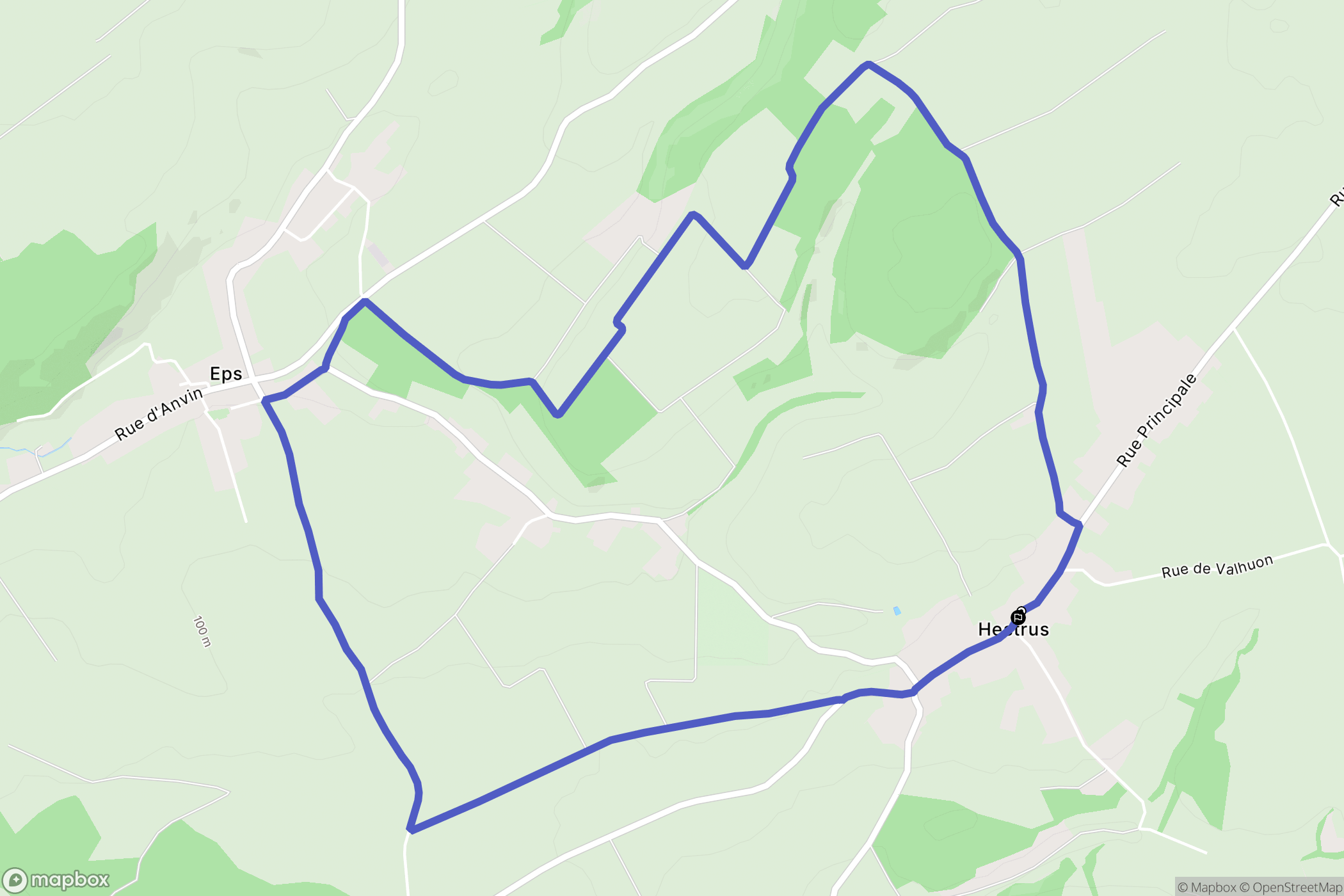 Hestrus : carte du parcours de randonnée - France