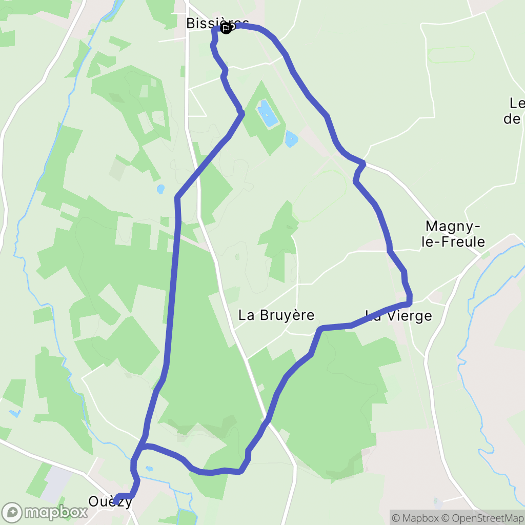 Méry-Bissières-en-Auge : carte du parcours de randonnée - France