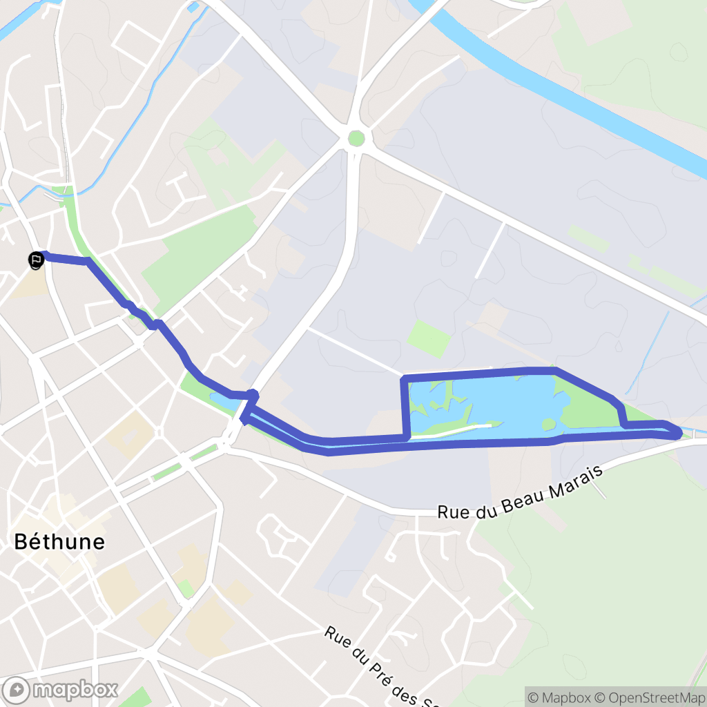 Béthune : carte du parcours de randonnée - France
