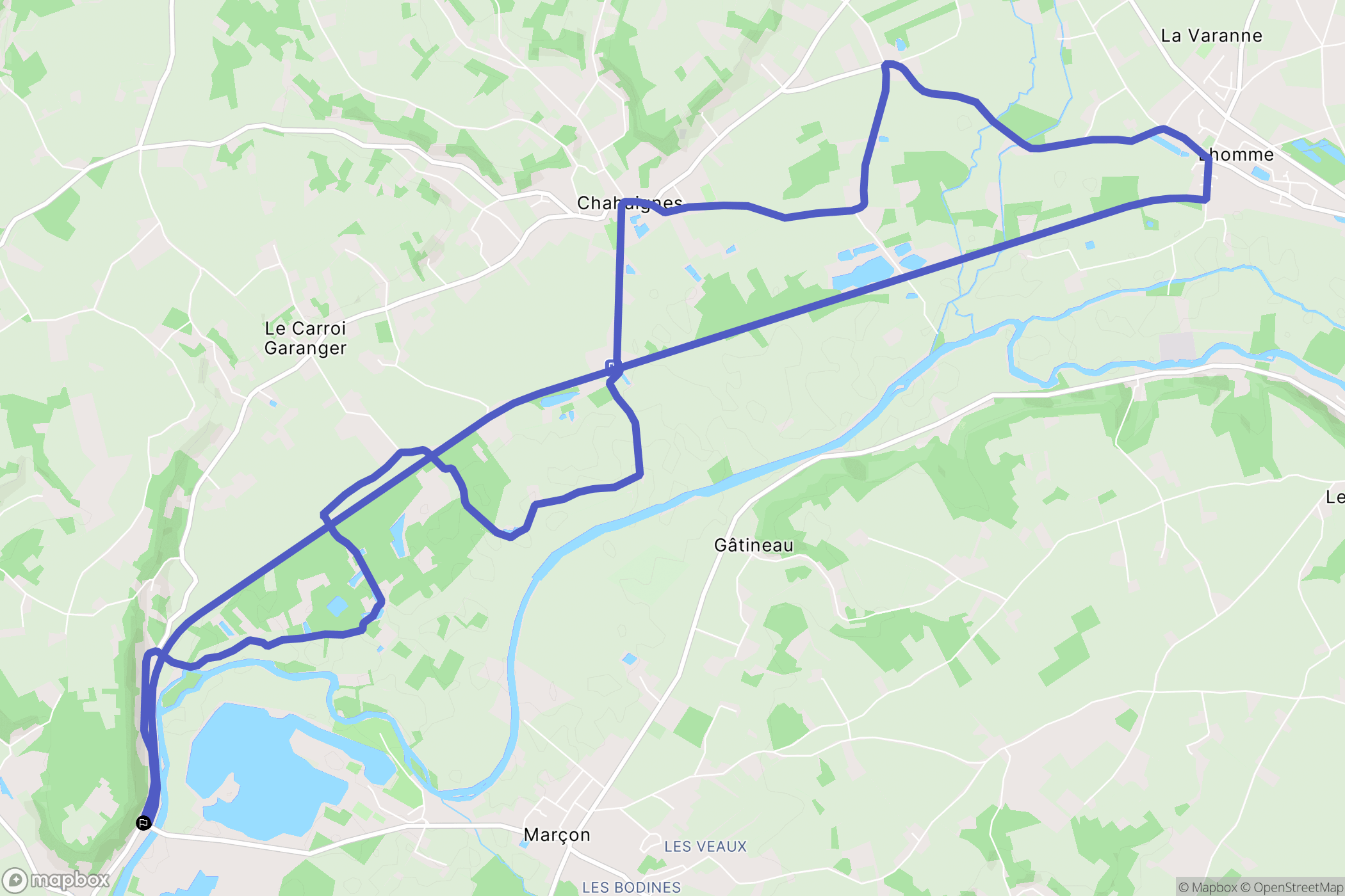 Flée : carte du parcours de randonnée - France